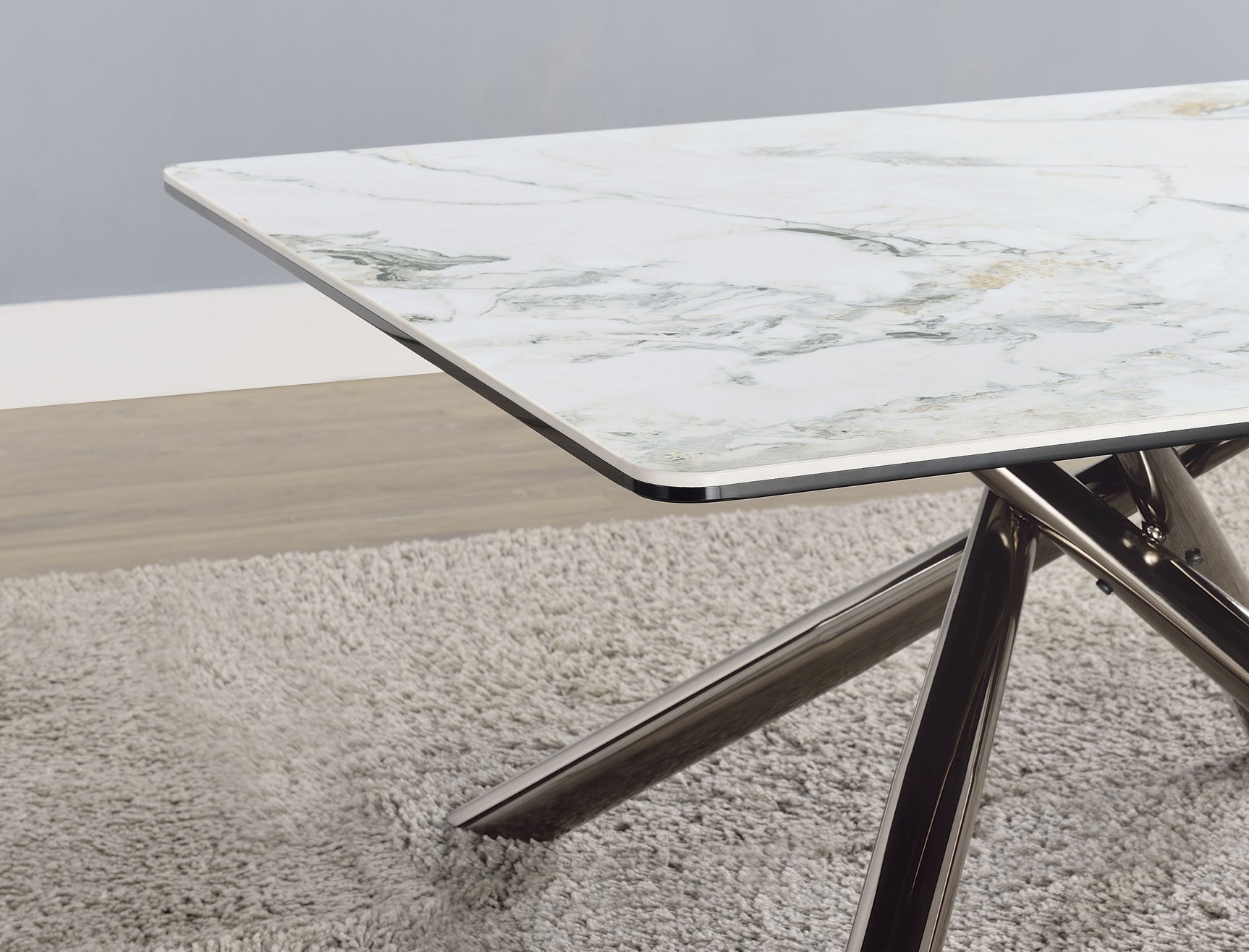 Carvell Square Sintered Stone Top Coffee Table Mirage White - Tampa Furniture Outlet