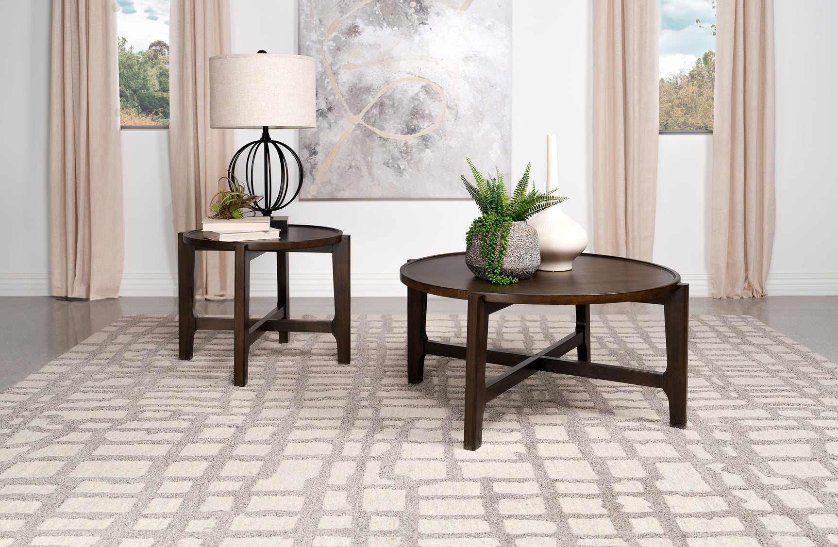 Tampa Furniture Outlet - Coaster - Cota 2-piece Solid Wood Coffee and End Table Set Dark Brown - 708288-S2