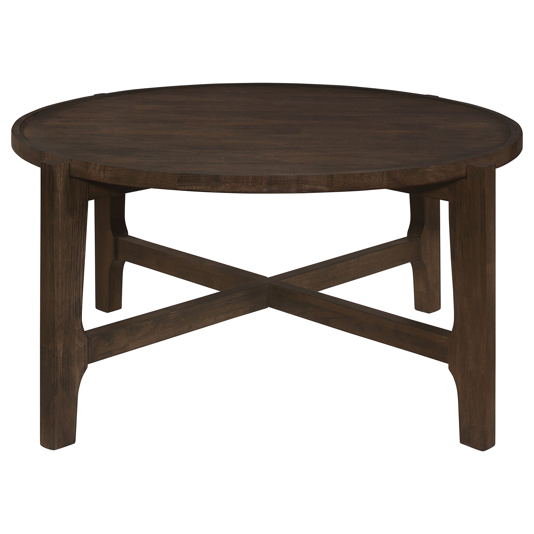 Cota Round Solid Wood Coffee Table Dark Brown - Tampa Furniture Outlet