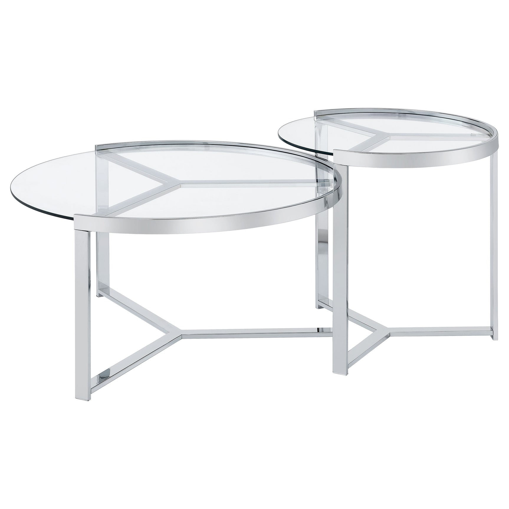 Delia 2-Piece Round Glass Top Nesting Coffee Table Chrome - Tampa Furniture Outlet
