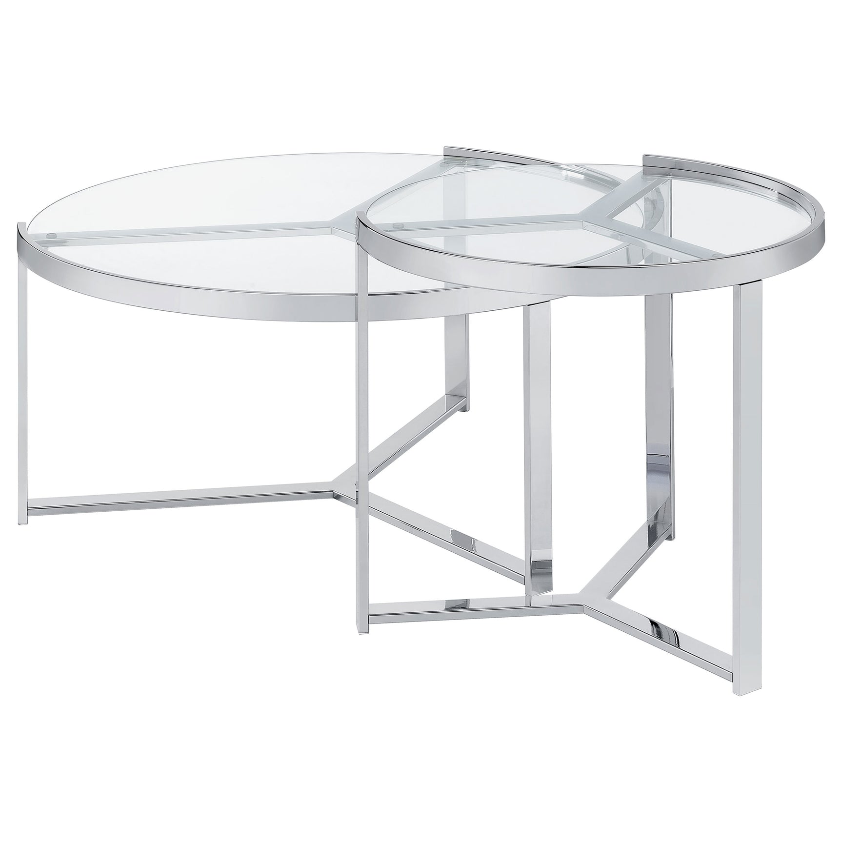 Delia 2-Piece Round Glass Top Nesting Coffee Table Chrome - Tampa Furniture Outlet