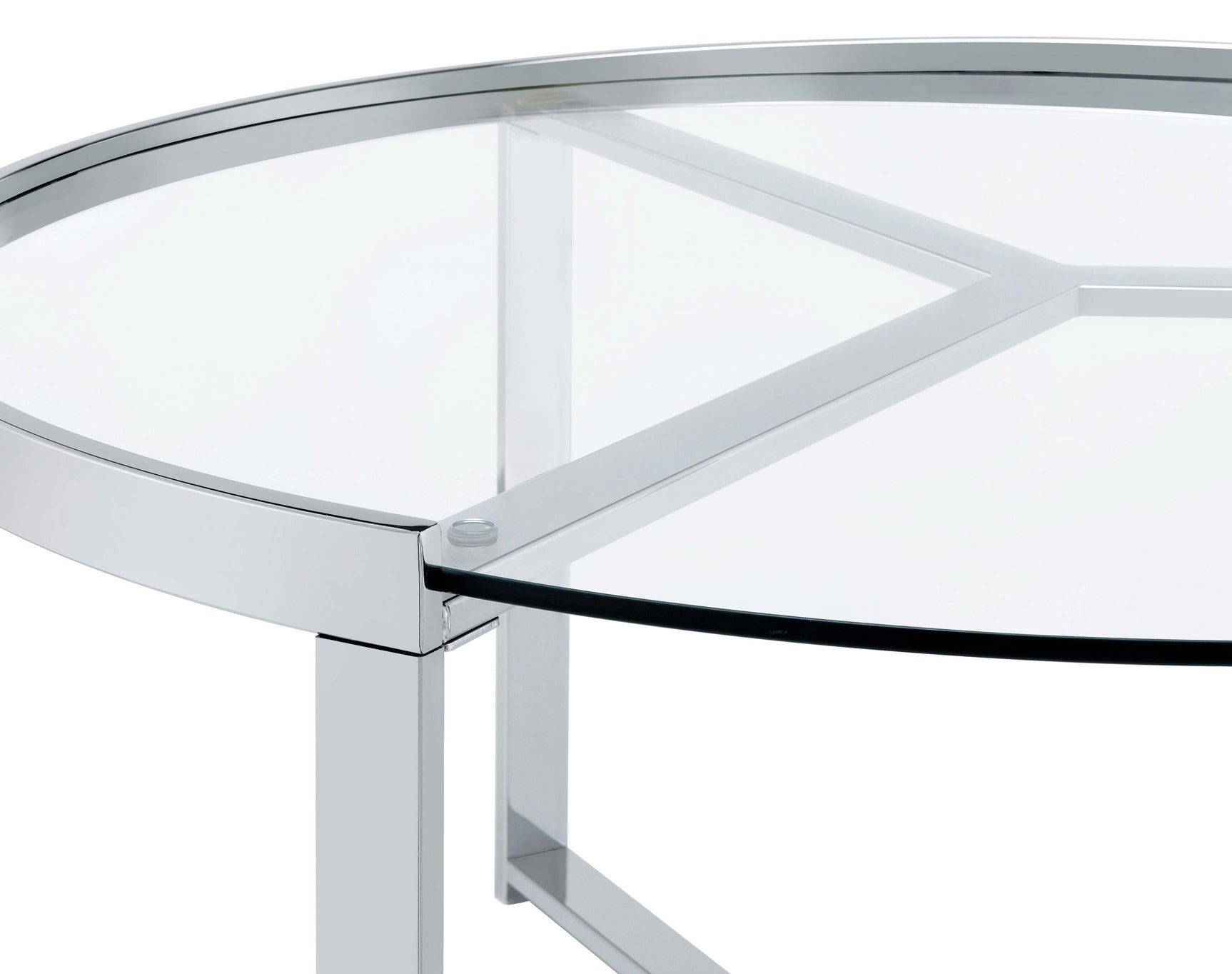 Delia 2-Piece Round Glass Top Nesting Coffee Table Chrome - Tampa Furniture Outlet