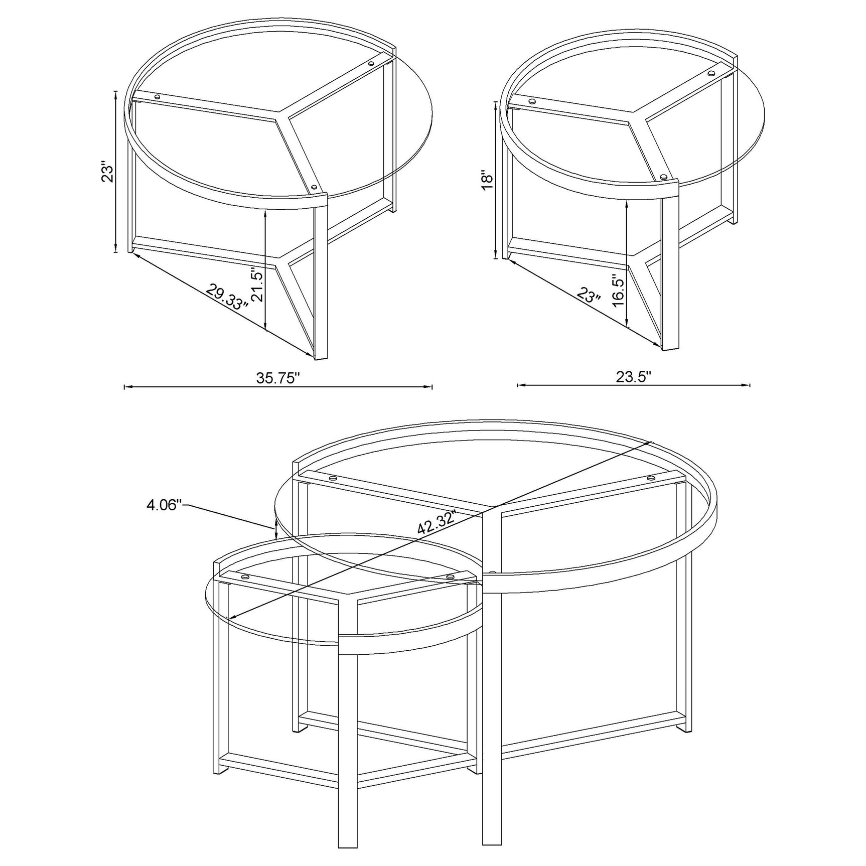 Delia 2-Piece Round Glass Top Nesting Coffee Table Chrome - Tampa Furniture Outlet