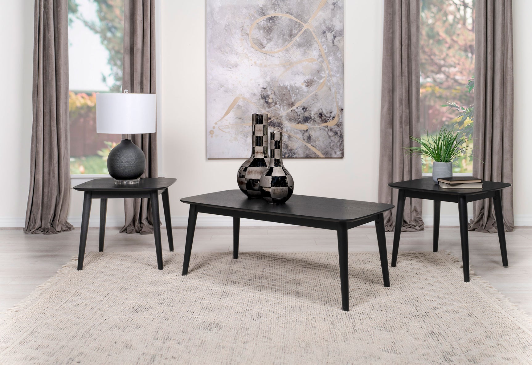 Radley 3-piece Rectangular Coffee Table Set Black - Tampa Furniture Outlet