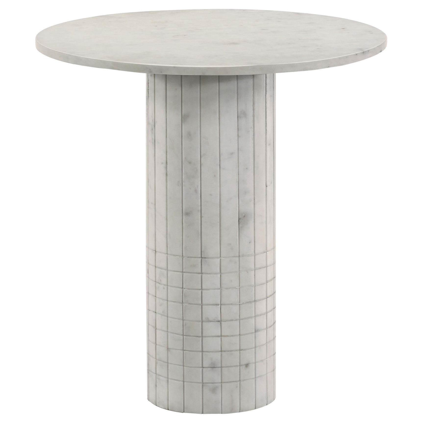 Tampa Furniture Outlet - Coaster - Astoria Round Genuine Marble Side End Table White - 709667