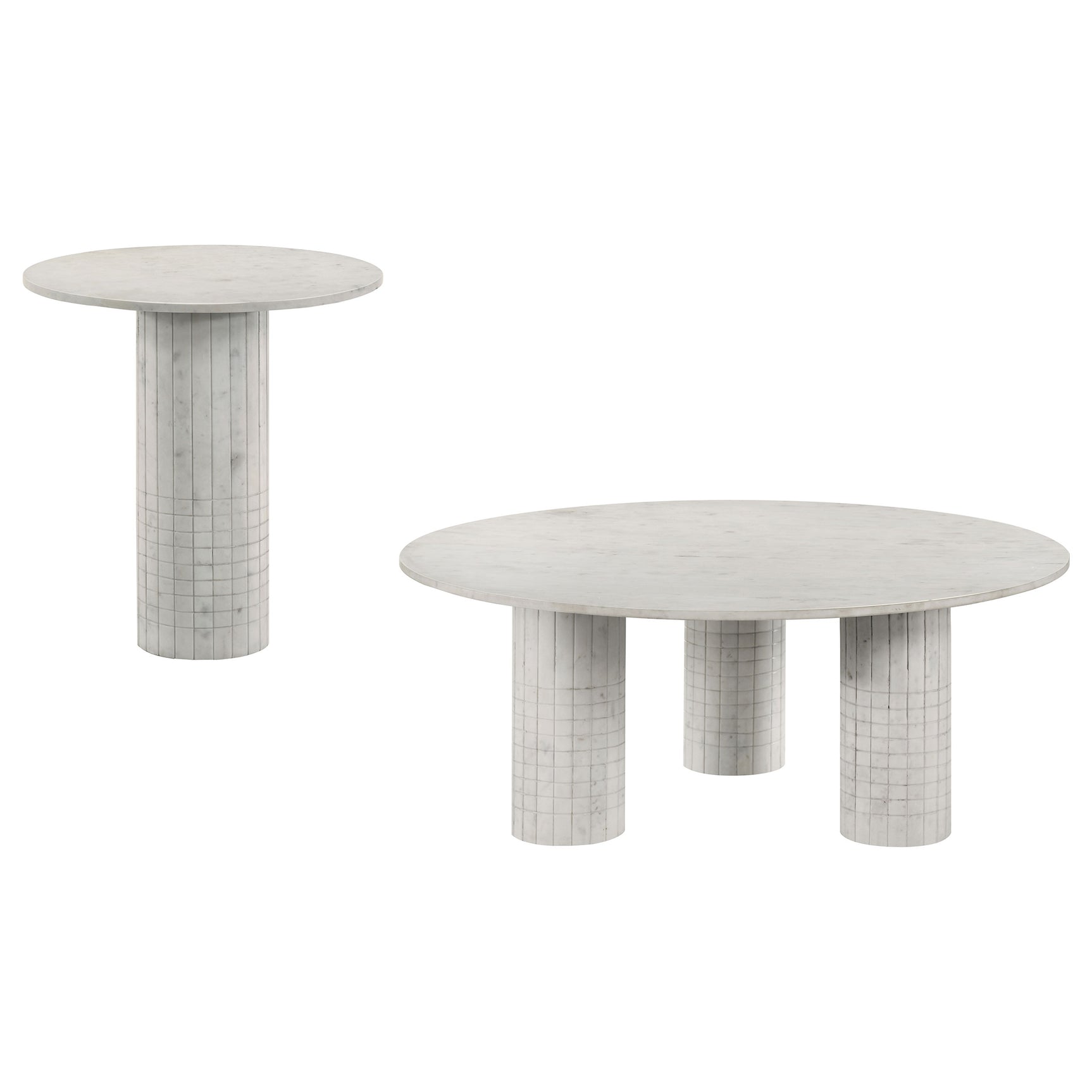 Astoria 2-piece Marble Coffee and End Table Set White - Tampa Furniture Outlet