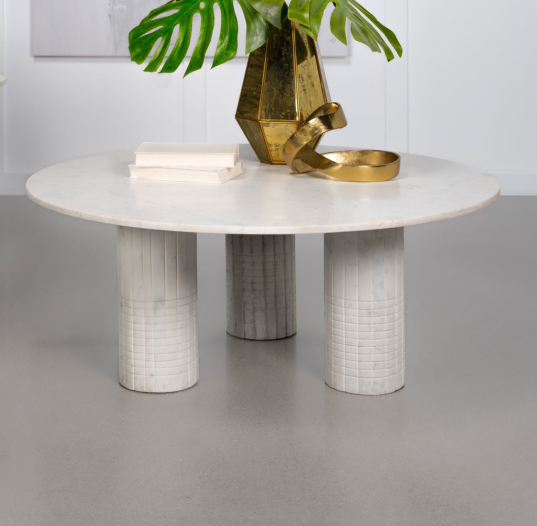 Astoria Round Genuine Marble Coffee Table White - Tampa Furniture Outlet