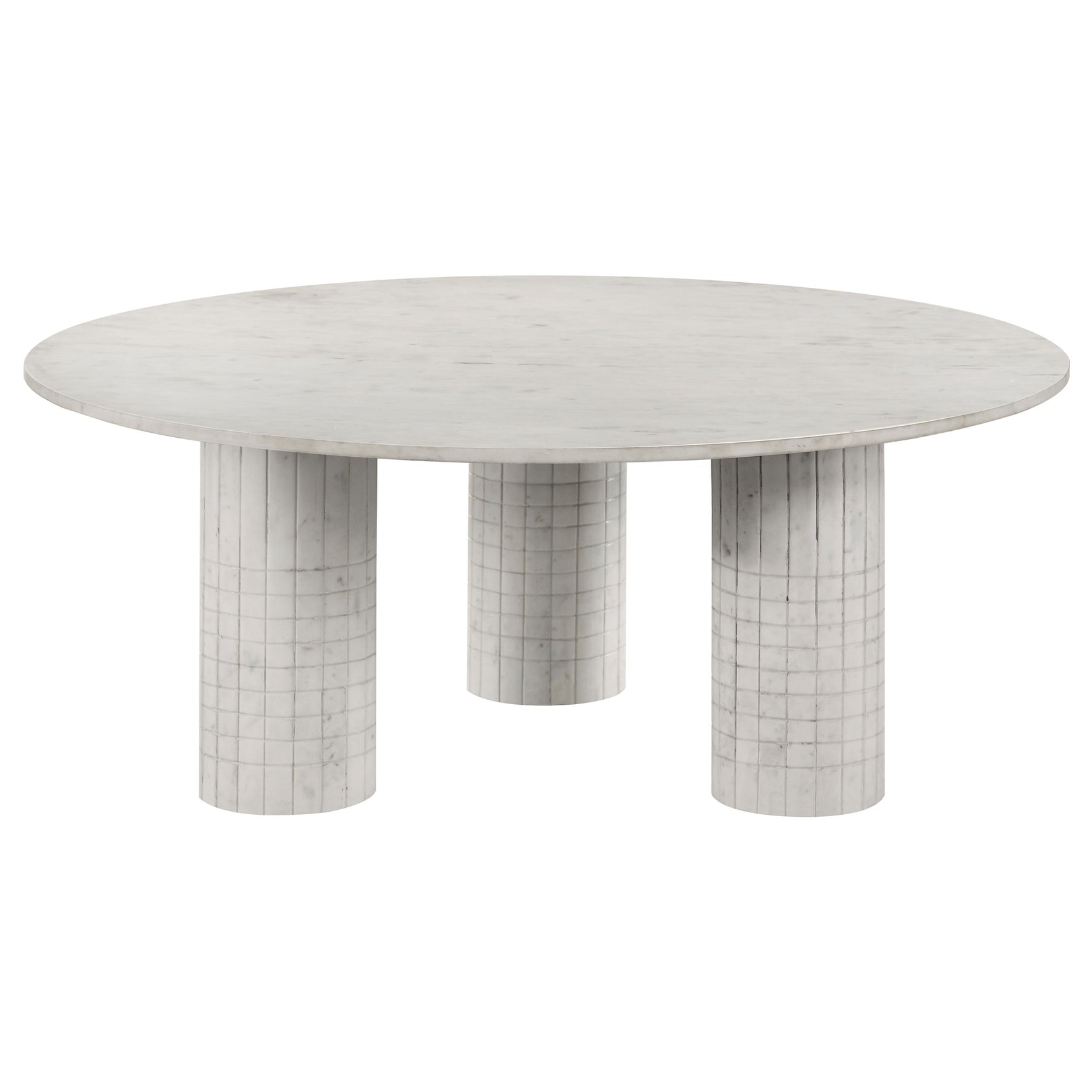 Tampa Furniture Outlet - Coaster - Astoria Round Genuine Marble Coffee Table White - 709668