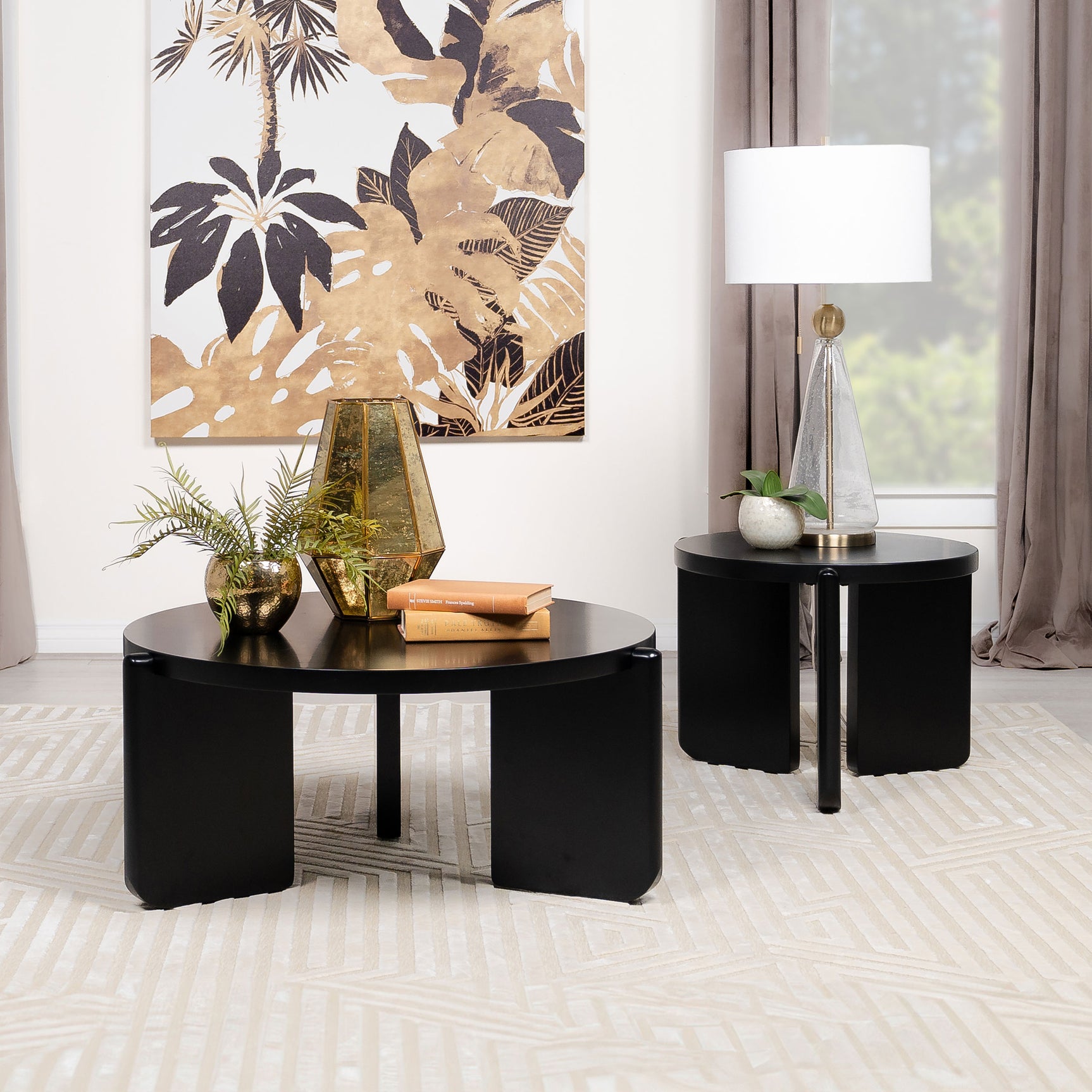 Cordova Round Solid Wood Coffee Table Black - Tampa Furniture Outlet