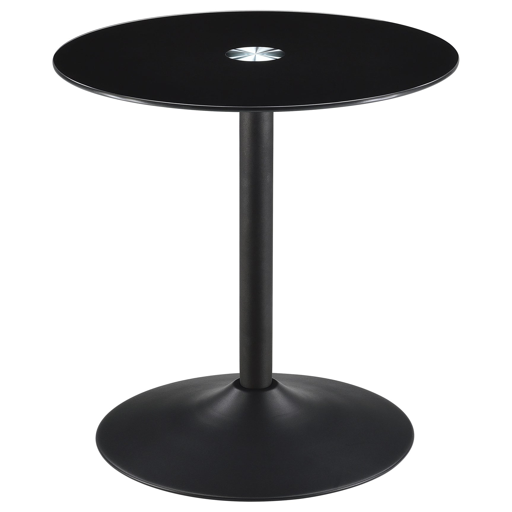 Tampa Furniture Outlet - Coaster - Ganso Round Metal End Table With Tempered Glass Top Black - 709687