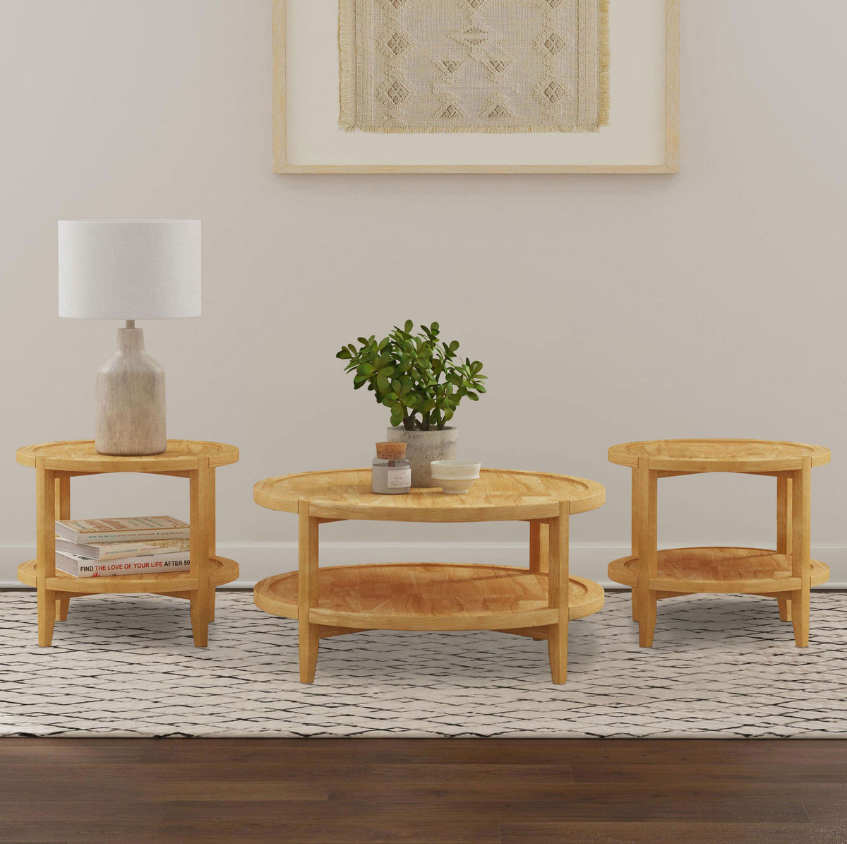 Tampa Furniture Outlet - Coaster - Camillo 3-piece Round Coffee and End Table Set Maple - 709698-S3