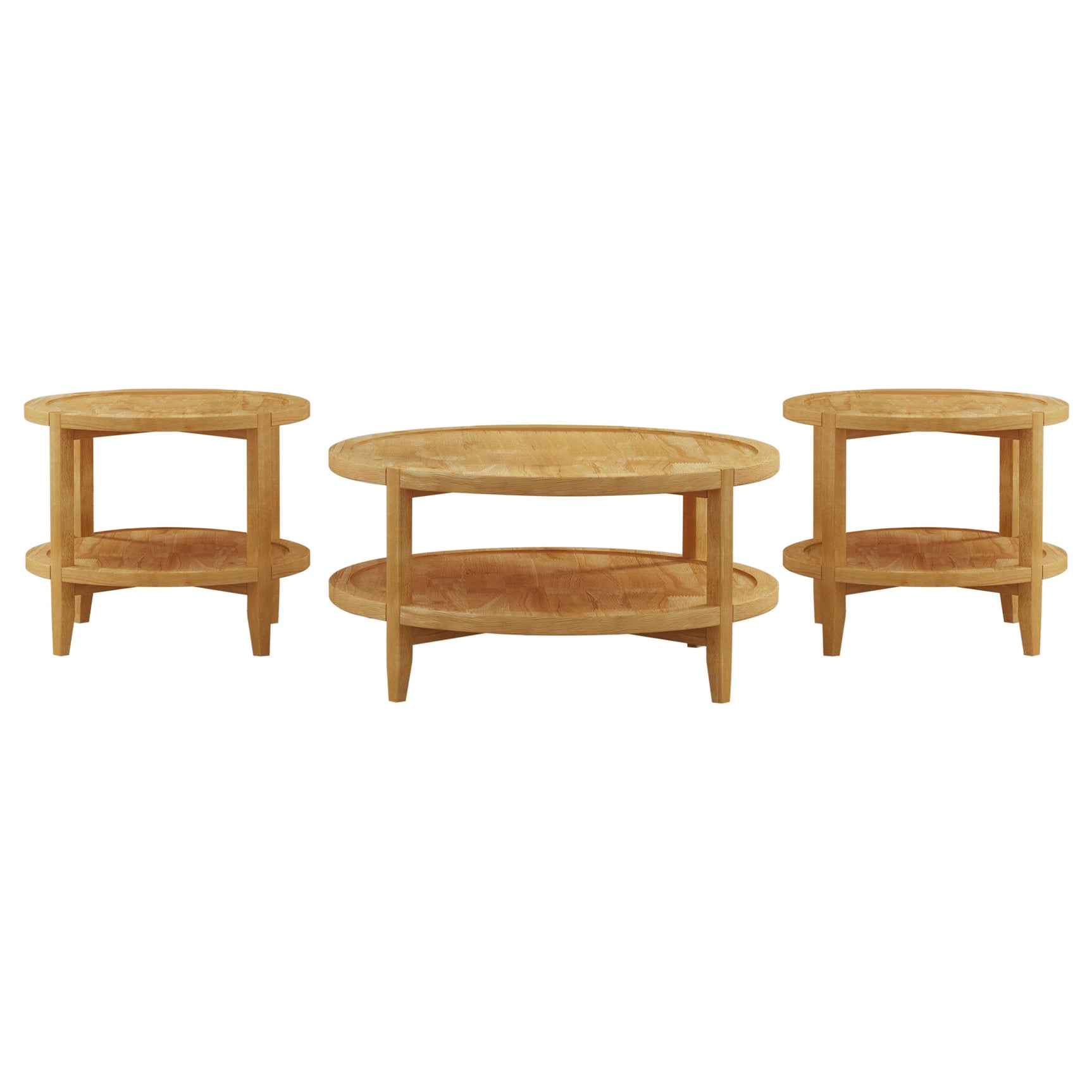 Camillo 3-piece Round Coffee and End Table Set Maple - Tampa Furniture Outlet