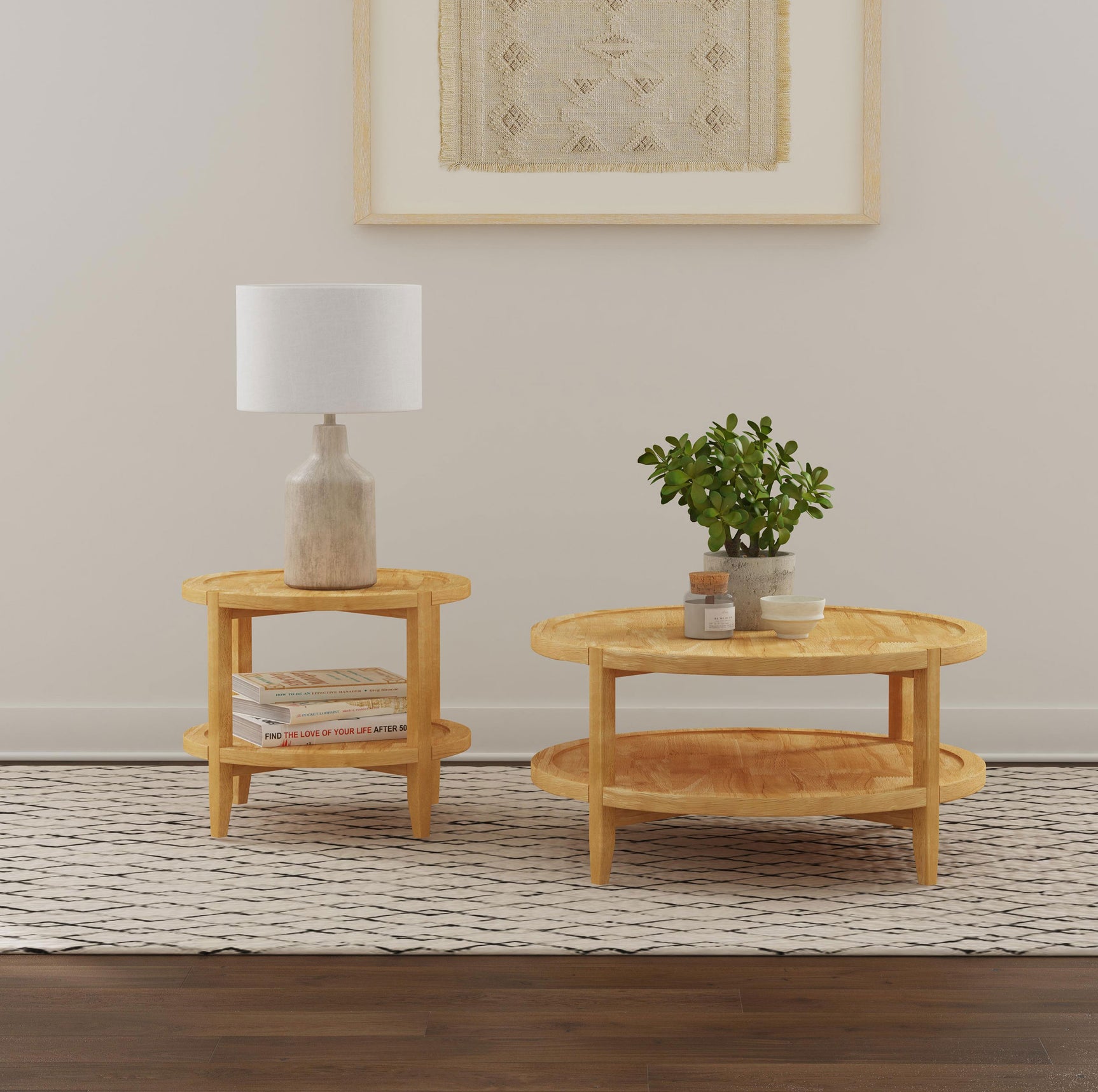Camillo Round Solid Wood Coffee Table Maple Brown - Tampa Furniture Outlet