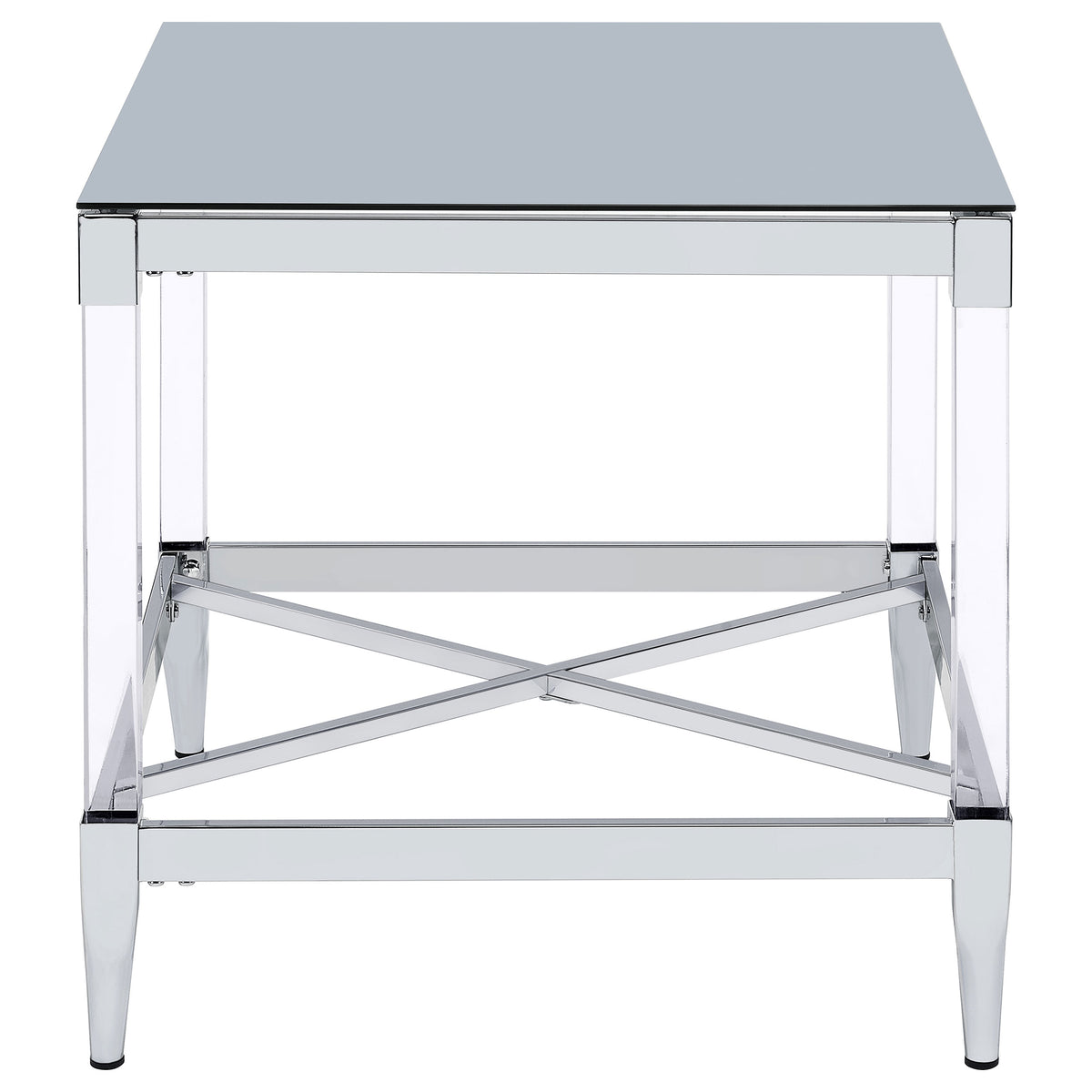 Lindley Square Tempered Mirror Acrylic Side End Table Chrome
