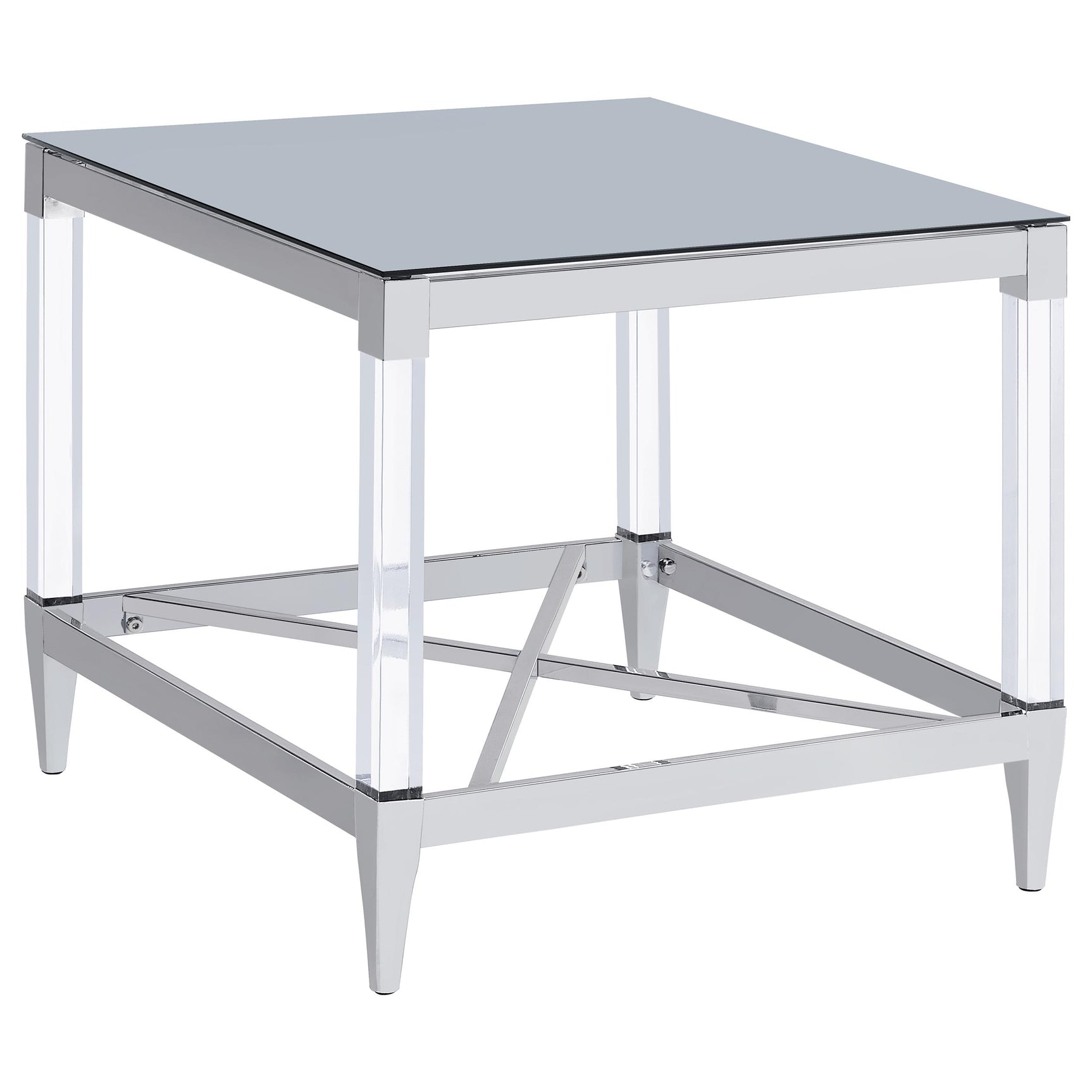 Lindley 2-piece Square Coffee and End Table Set Chrome - Tampa Furniture Outlet