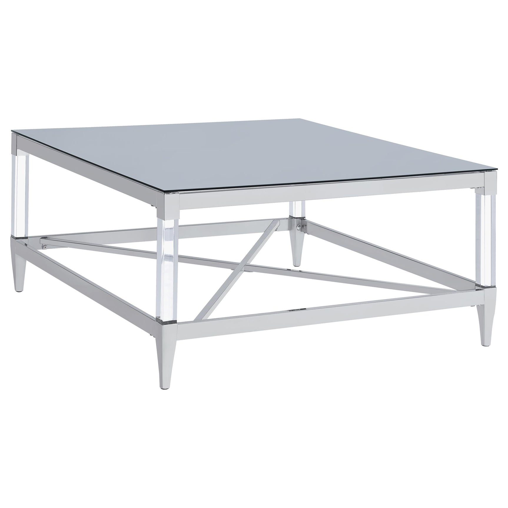 Lindley 2-piece Square Coffee and End Table Set Chrome - Tampa Furniture Outlet