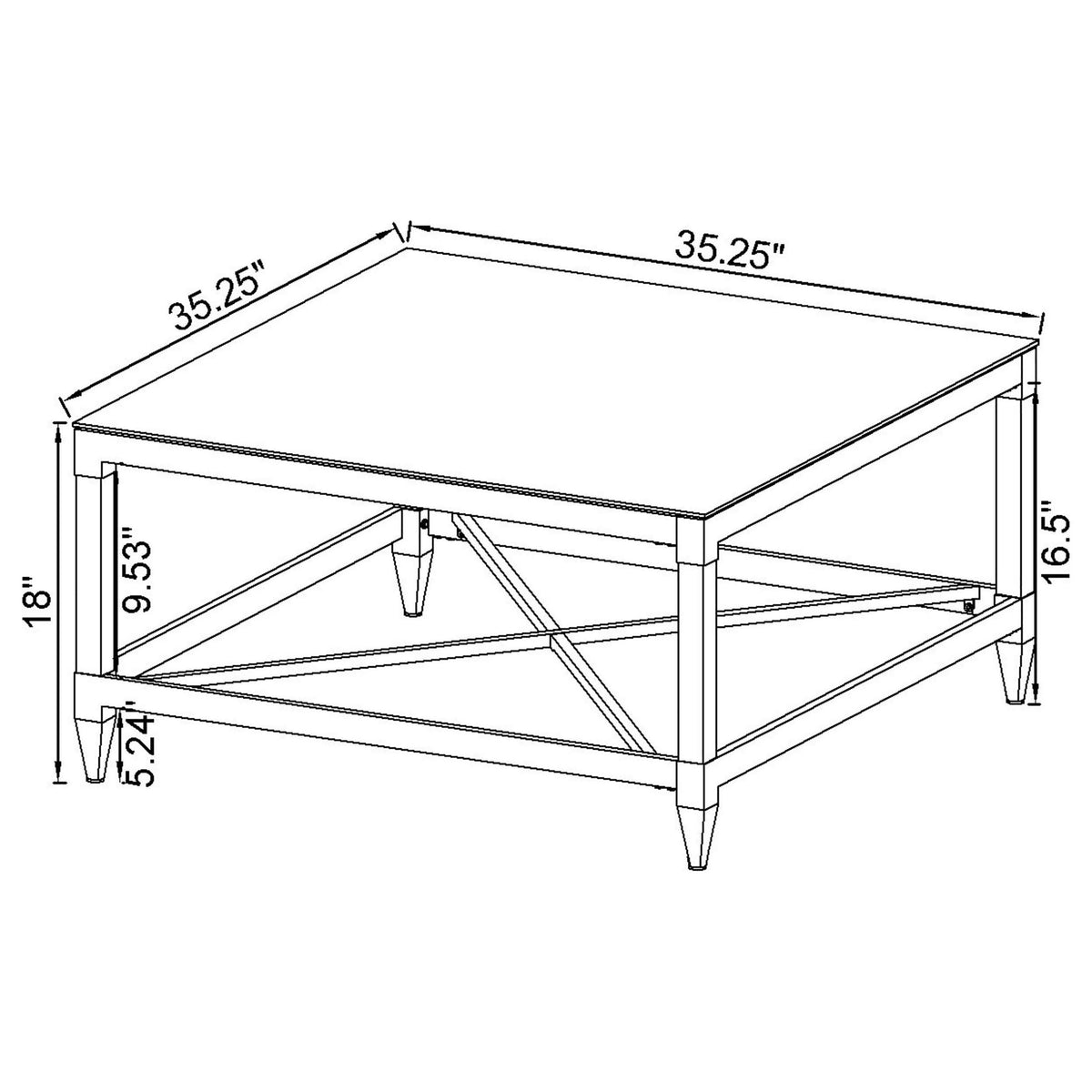 Lindley 2-piece Square Coffee and End Table Set Chrome