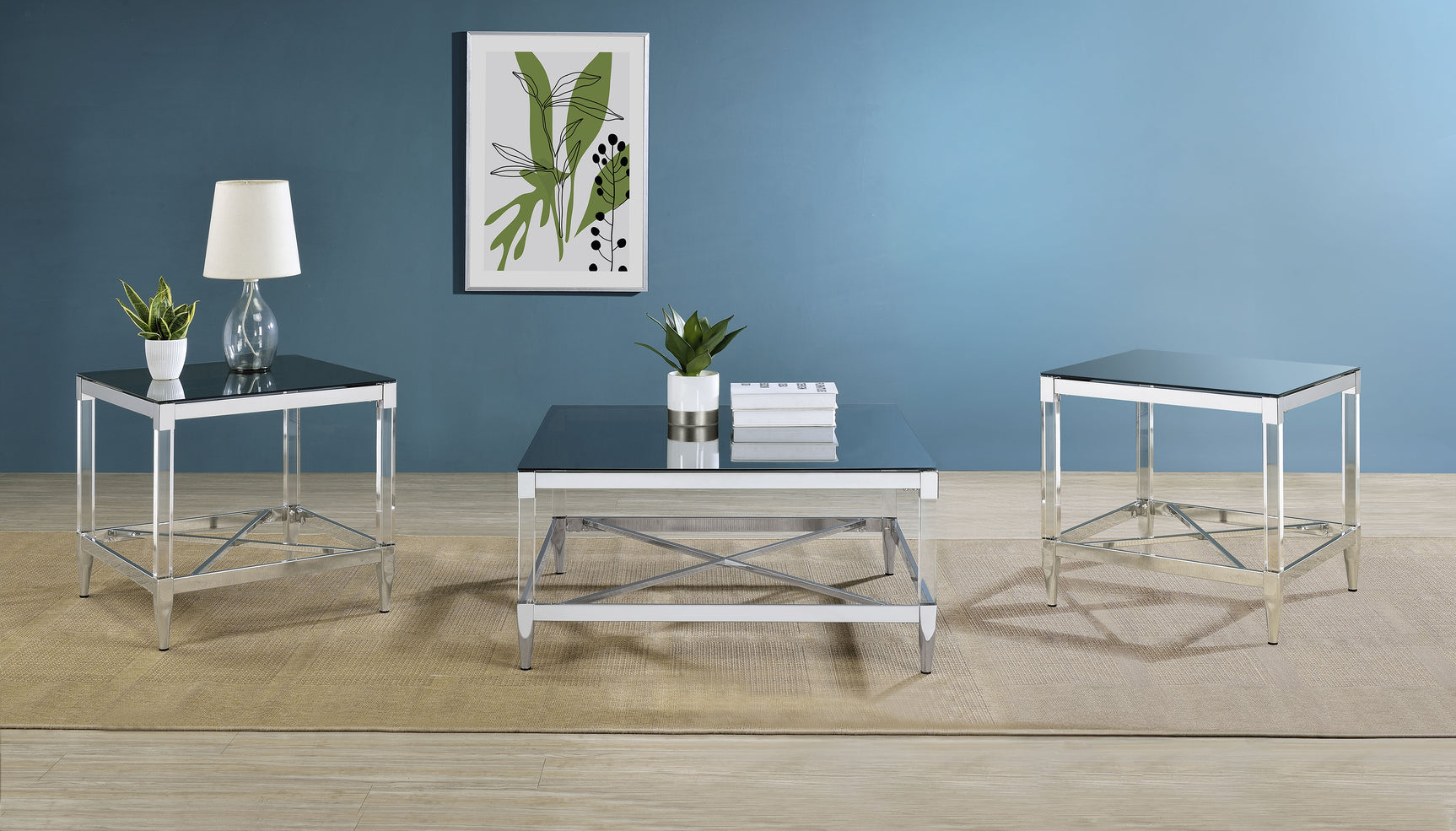 Tampa Furniture Outlet - Coaster - Lindley 3-piece Square Coffee and End Table Set Chrome - 709728-S3