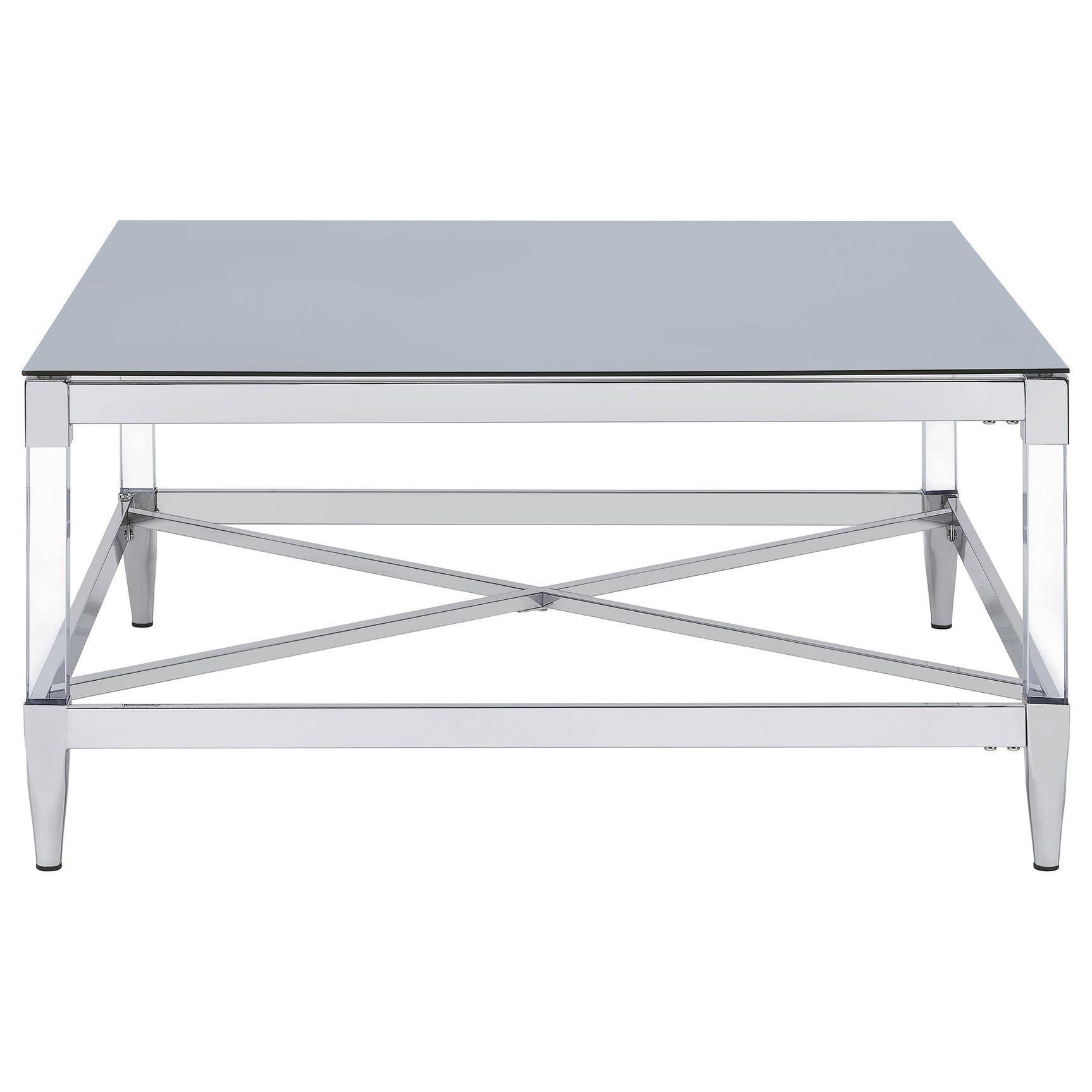 Lindley Square Tempered Mirror Acrylic Coffee Table Chrome - Tampa Furniture Outlet
