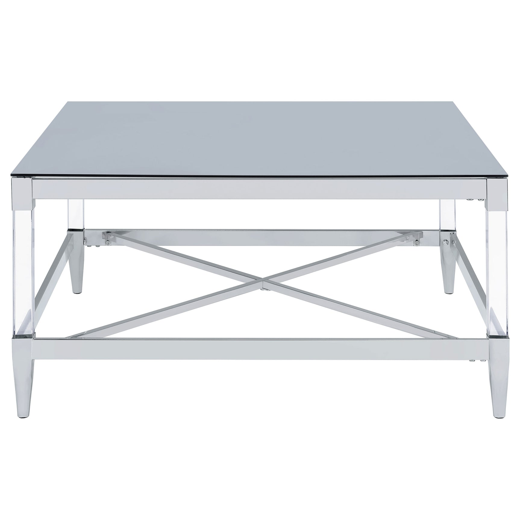 Lindley Square Tempered Mirror Acrylic Coffee Table Chrome - Tampa Furniture Outlet