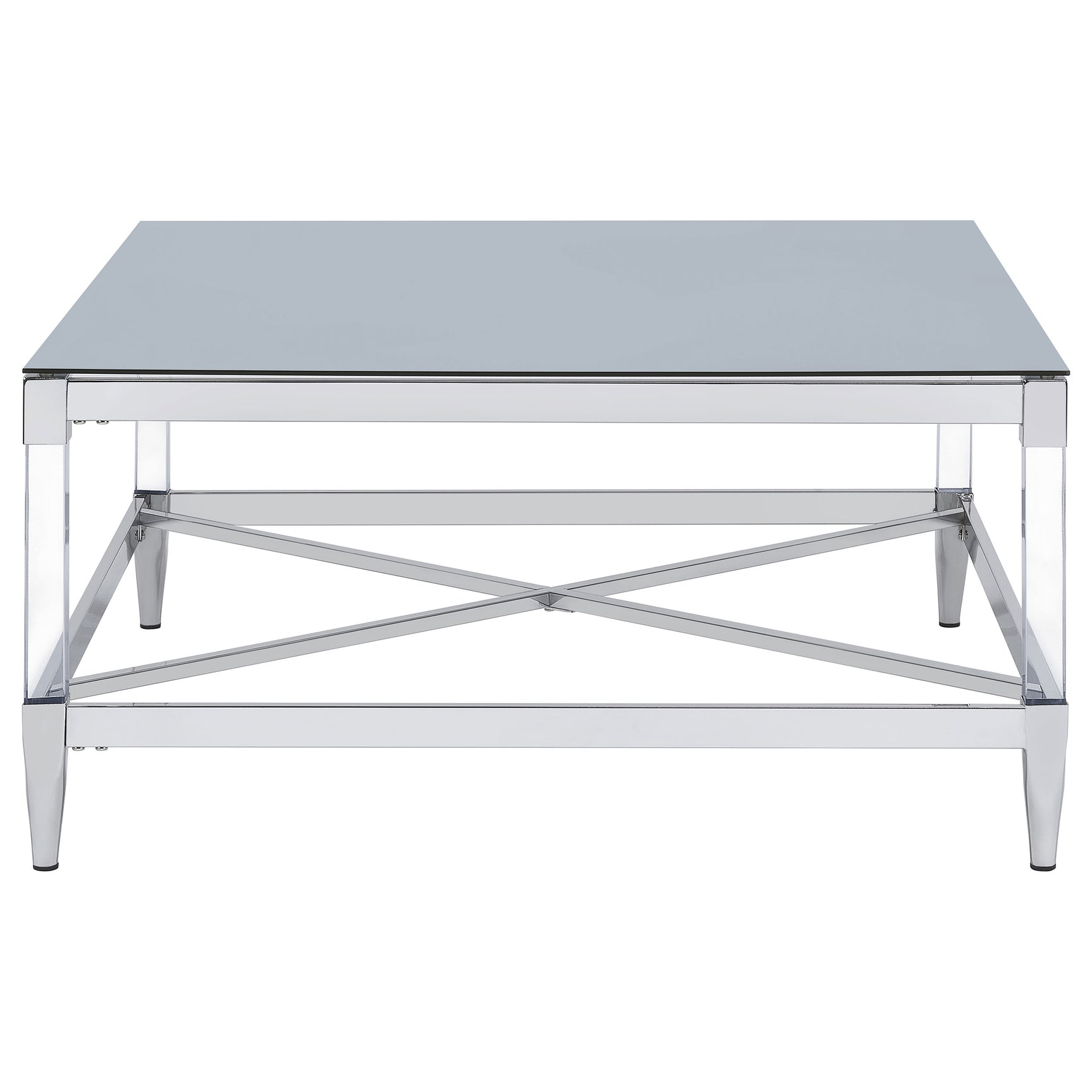 Lindley Square Tempered Mirror Acrylic Coffee Table Chrome - Tampa Furniture Outlet