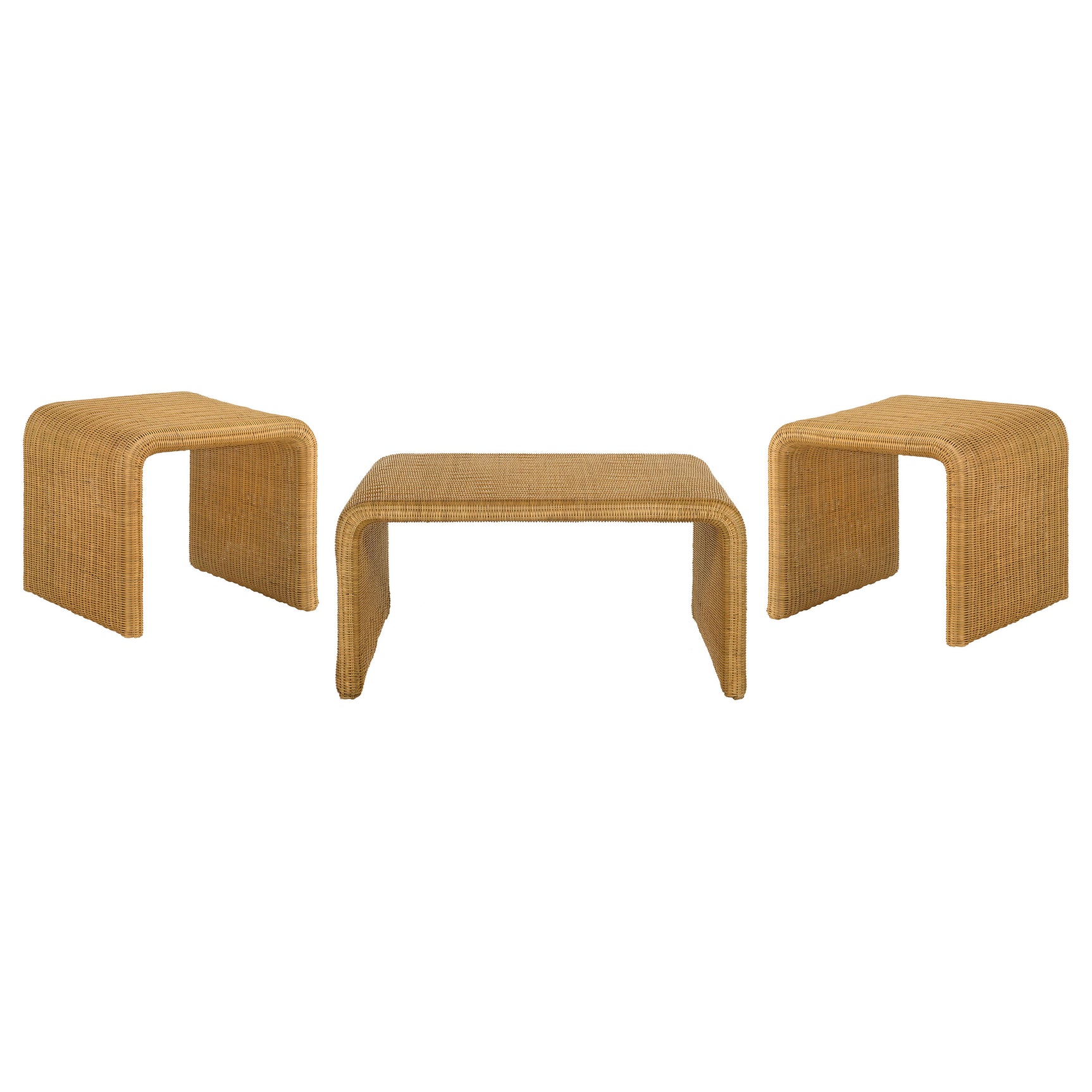 Cahya 3-piece Rattan Coffee and End Table Set Natural - Tampa Furniture Outlet