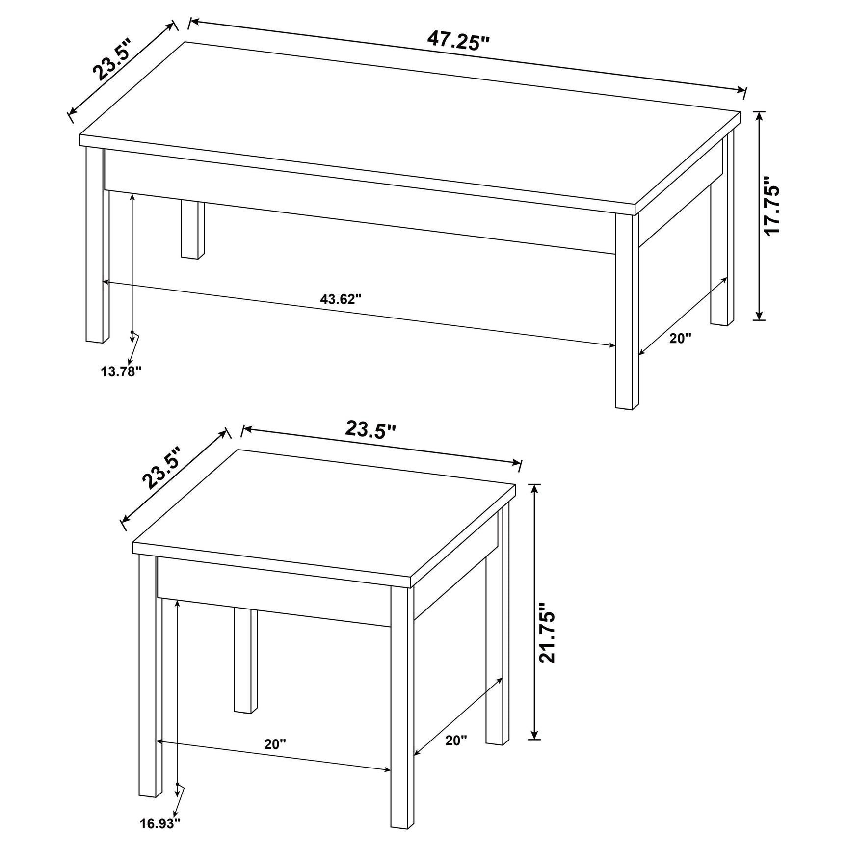 Stacie 3-piece Coffee Table Set Distressed Pine and White - Tampa Furniture Outlet