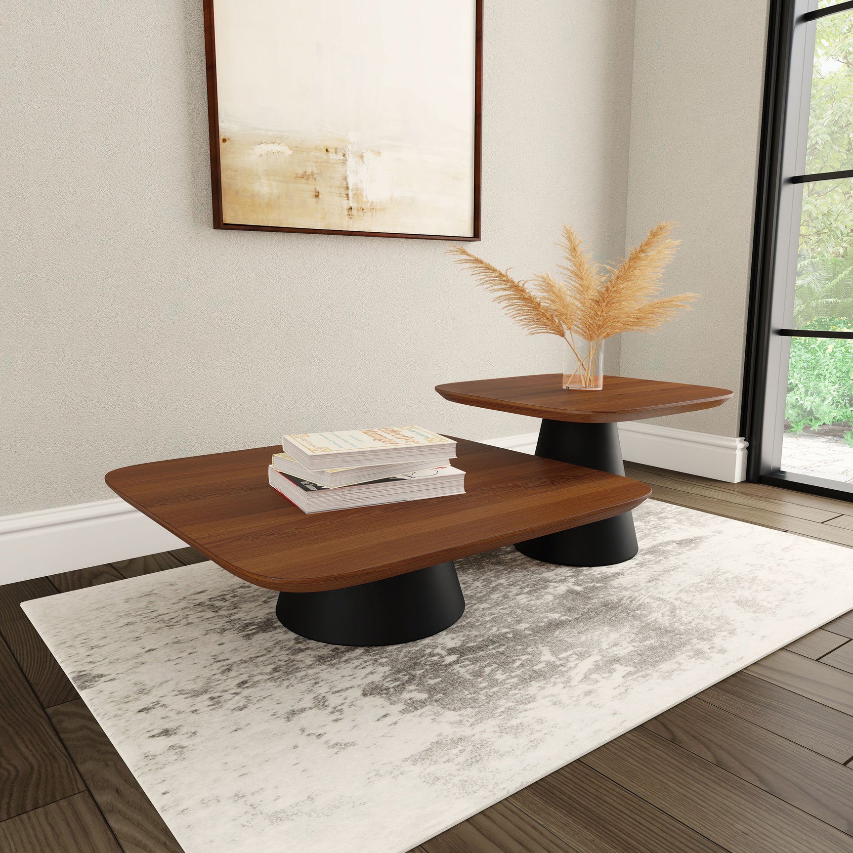 Tampa Furniture Outlet - Coaster - Eason 2-piece Coffee Table Set Walnut and Black - 710010