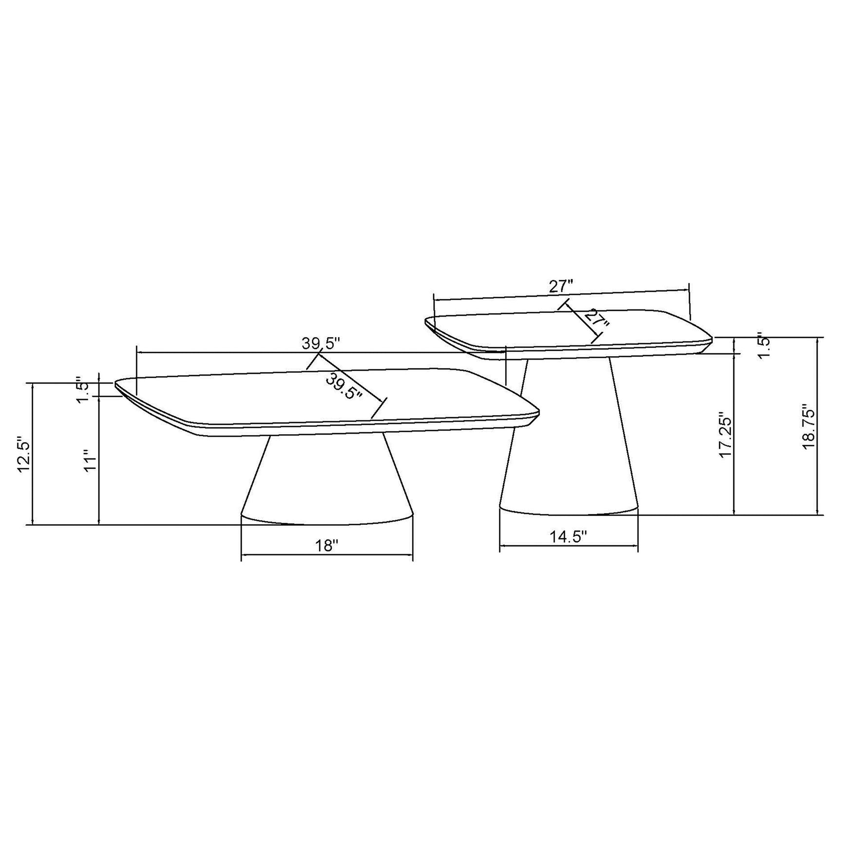 Eason 2-piece Coffee Table Set Walnut and Black - Tampa Furniture Outlet
