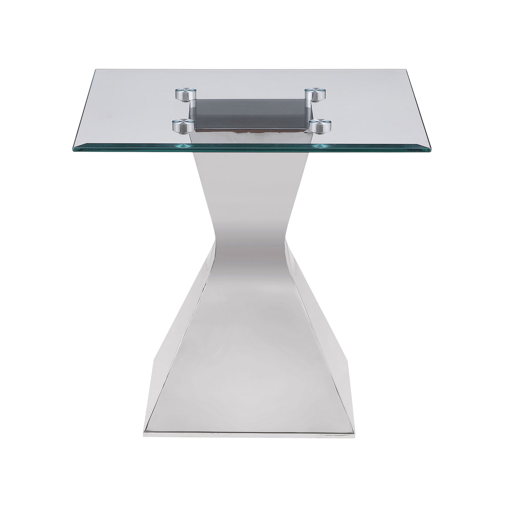 Jenny Glass Top Stainless Steel Side End Table Chrome - Tampa Furniture Outlet