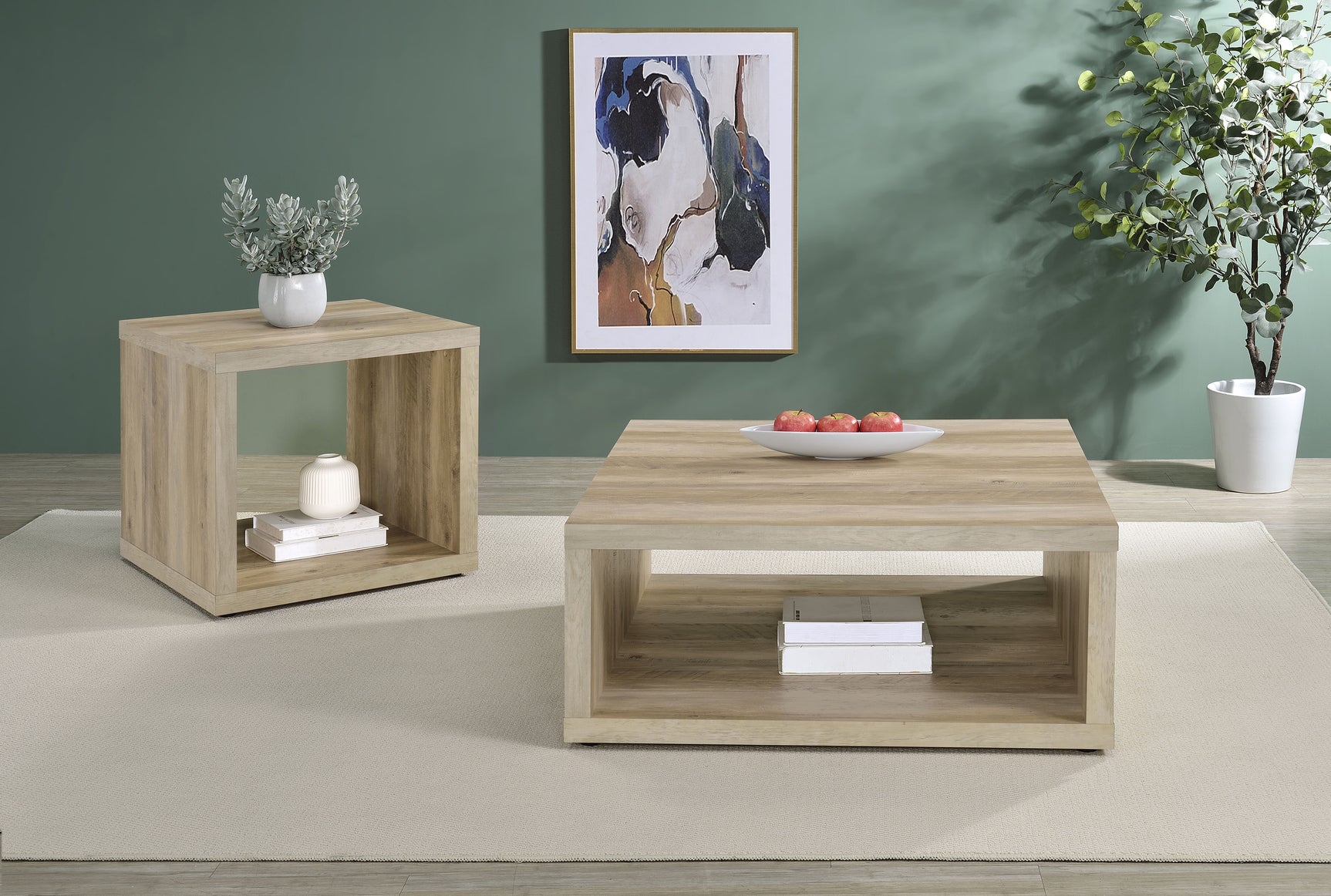 Tampa Furniture Outlet - Coaster - Frisco 2-piece Coffee and End Table Set Distressed Pine - 710518-S2