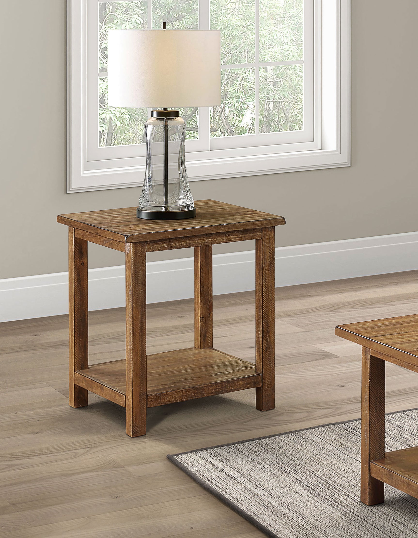 Payne Wood End Table with Shelf Distressed Brown - Tampa Furniture Outlet