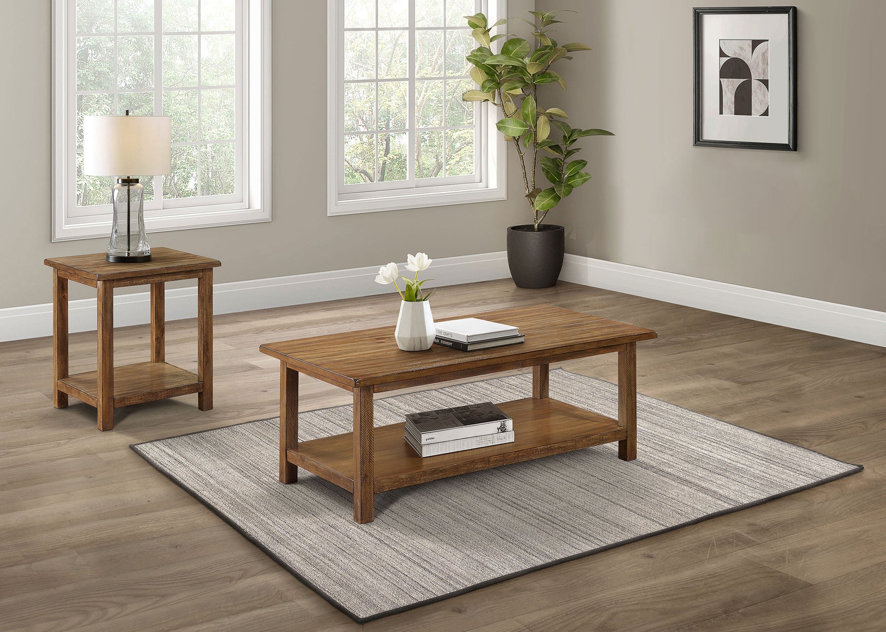 Tampa Furniture Outlet - Coaster - Payne 2-piece Coffee and End Table Set Distressed Brown - 710548-S2A