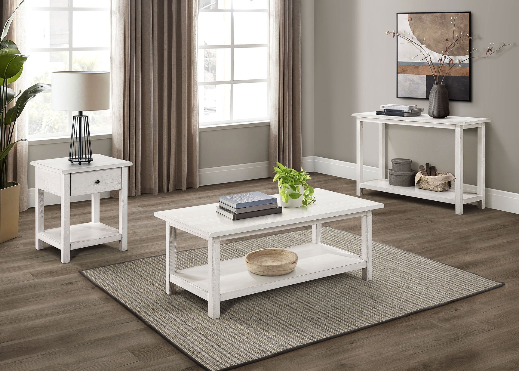 Payne 1-drawer Wood End Table with Shelf Distressed White - Tampa Furniture Outlet