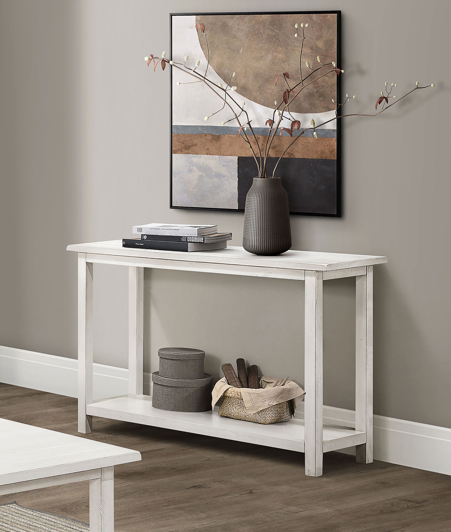 Payne Wood Entryway Sofa Console Table White - Tampa Furniture Outlet