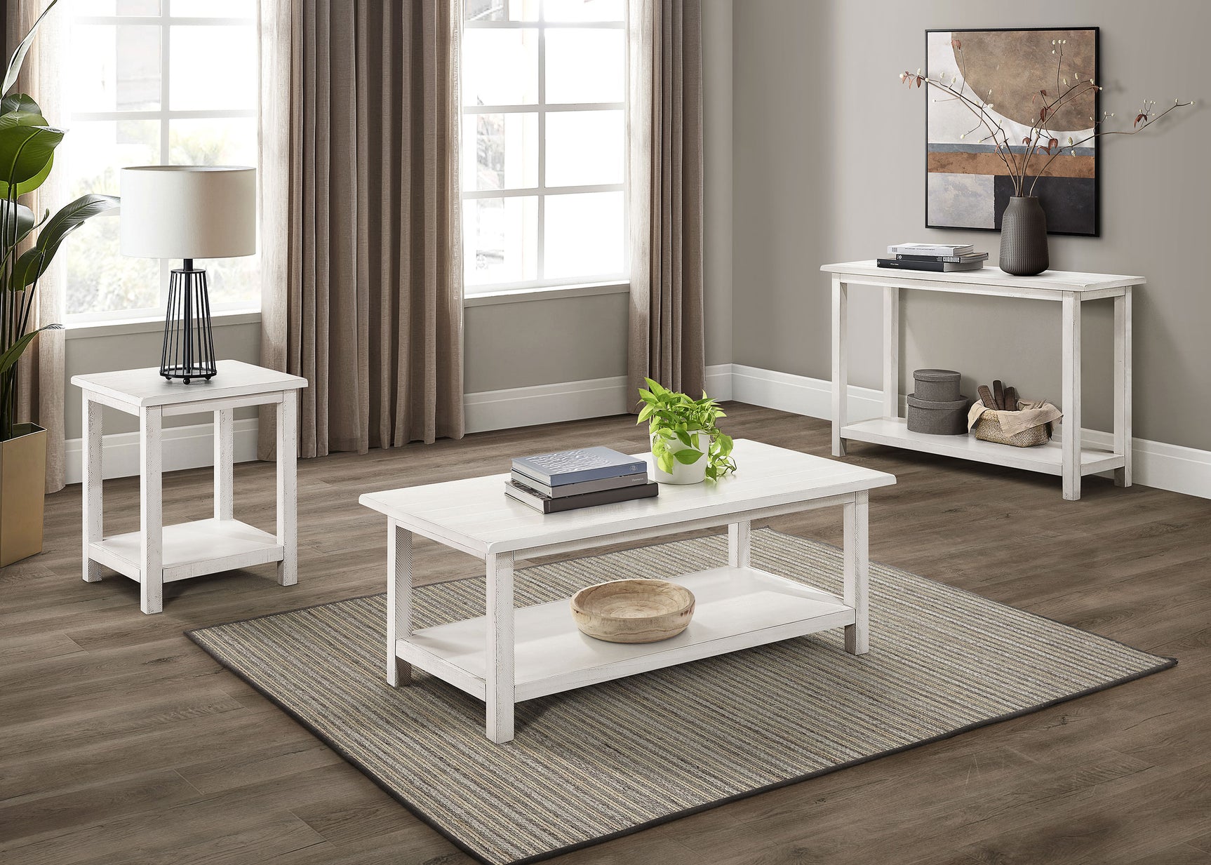 Payne Wood Entryway Sofa Console Table White - Tampa Furniture Outlet