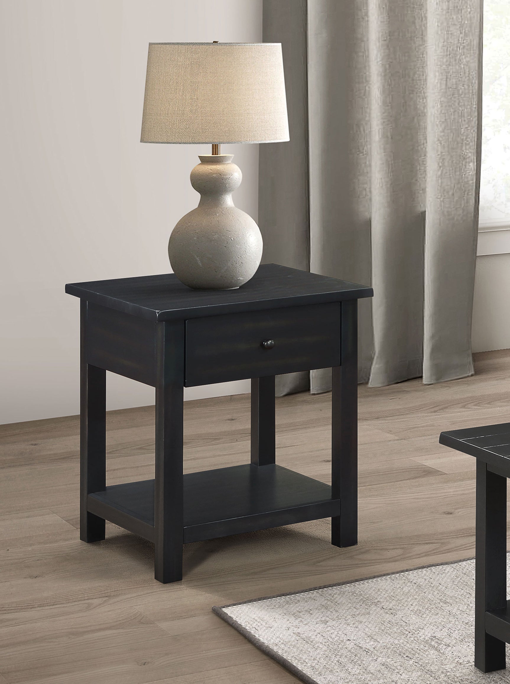 Payne 1-drawer Wood End Table with Shelf Distressed Java - Tampa Furniture Outlet