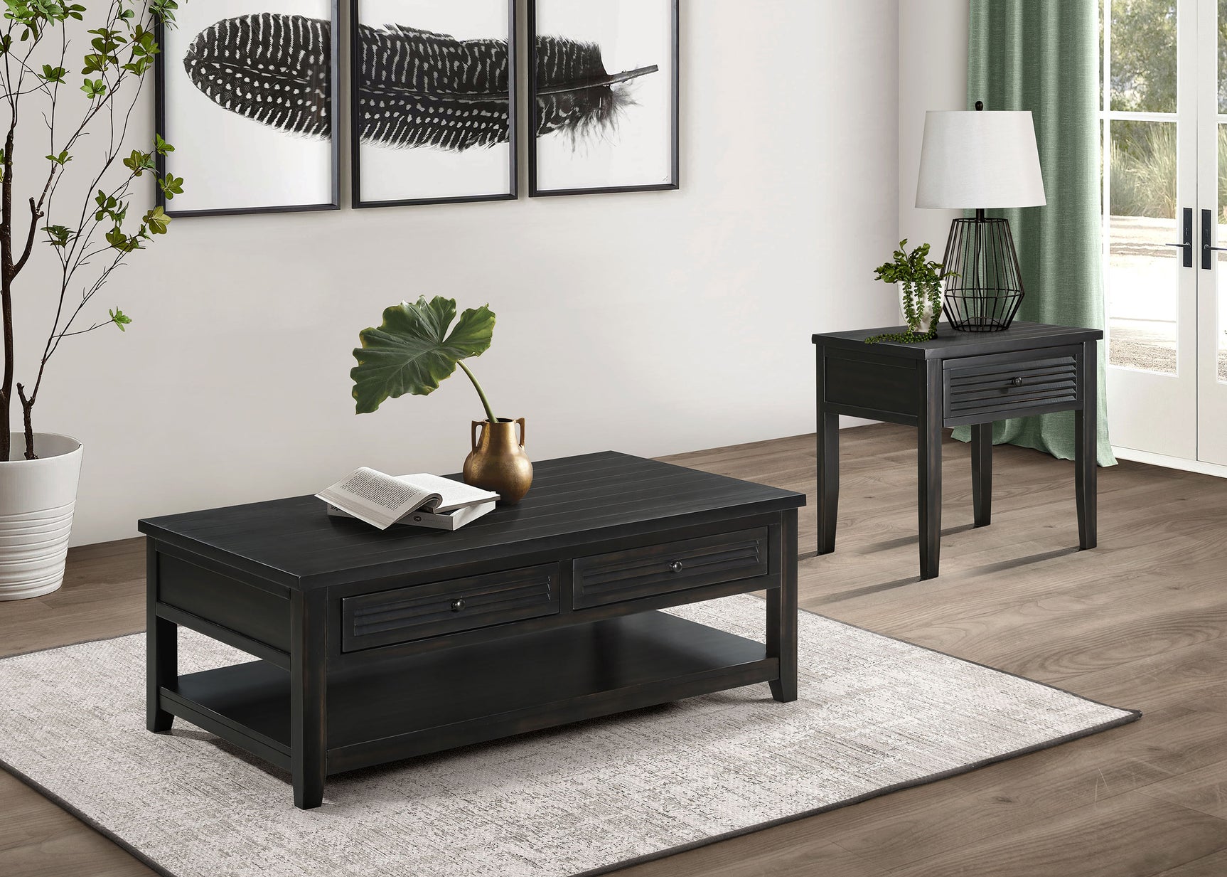 Concord 1-drawer Square End Table Distressed Java - Tampa Furniture Outlet