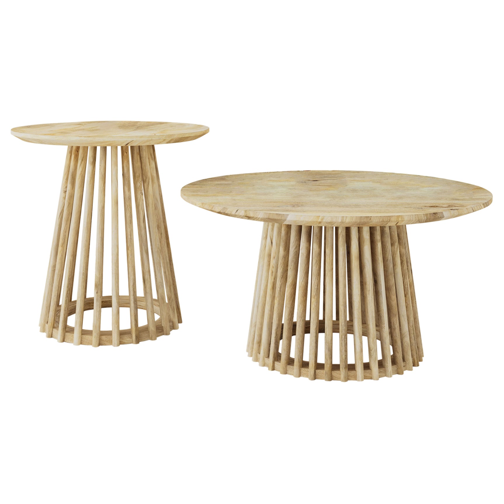 Touhy 2-piece Round Coffee and End Table Set Natural Mango - Tampa Furniture Outlet