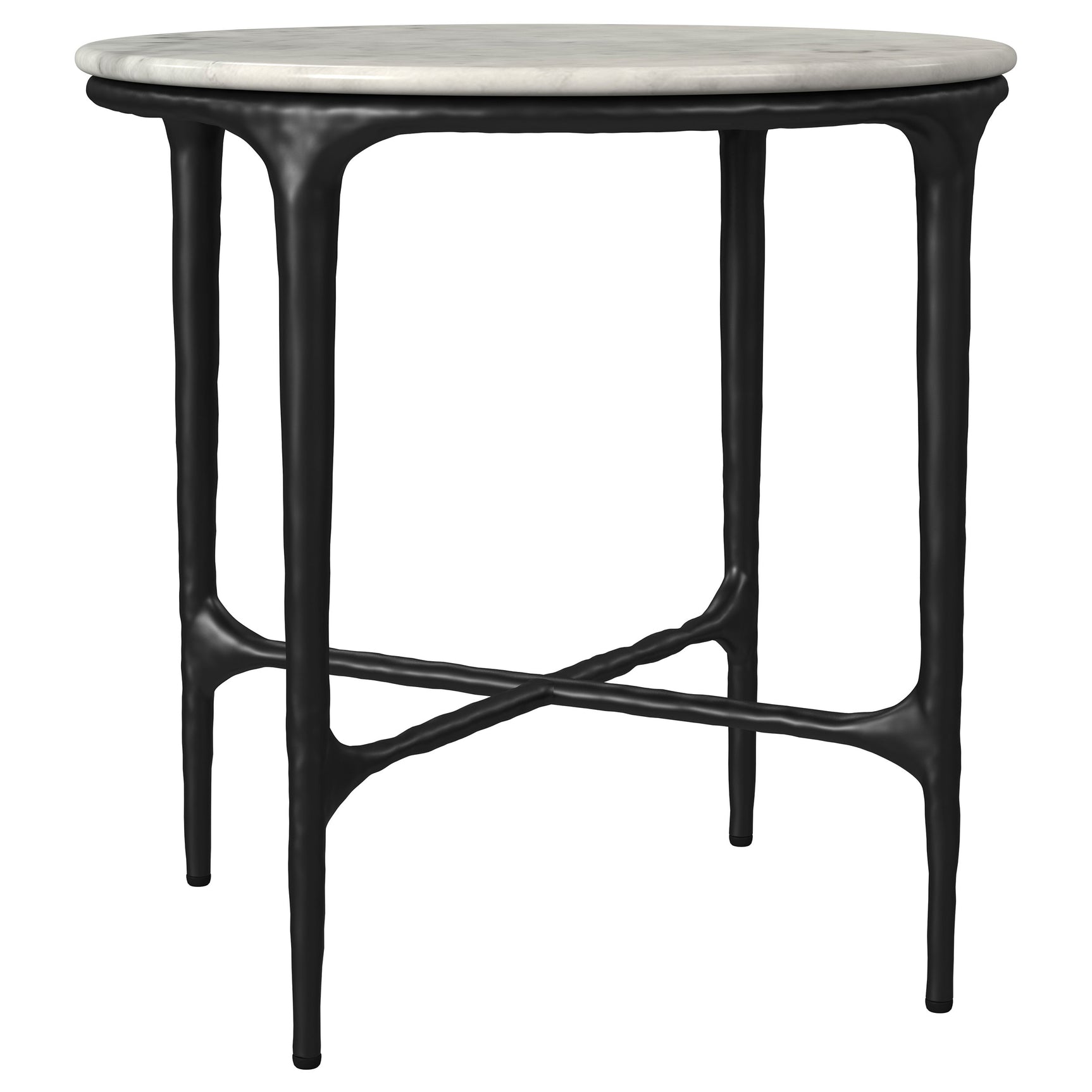 Tampa Furniture Outlet - Coaster - Hermas Round Genuine Marble Top Metal End Side Table White - 710737
