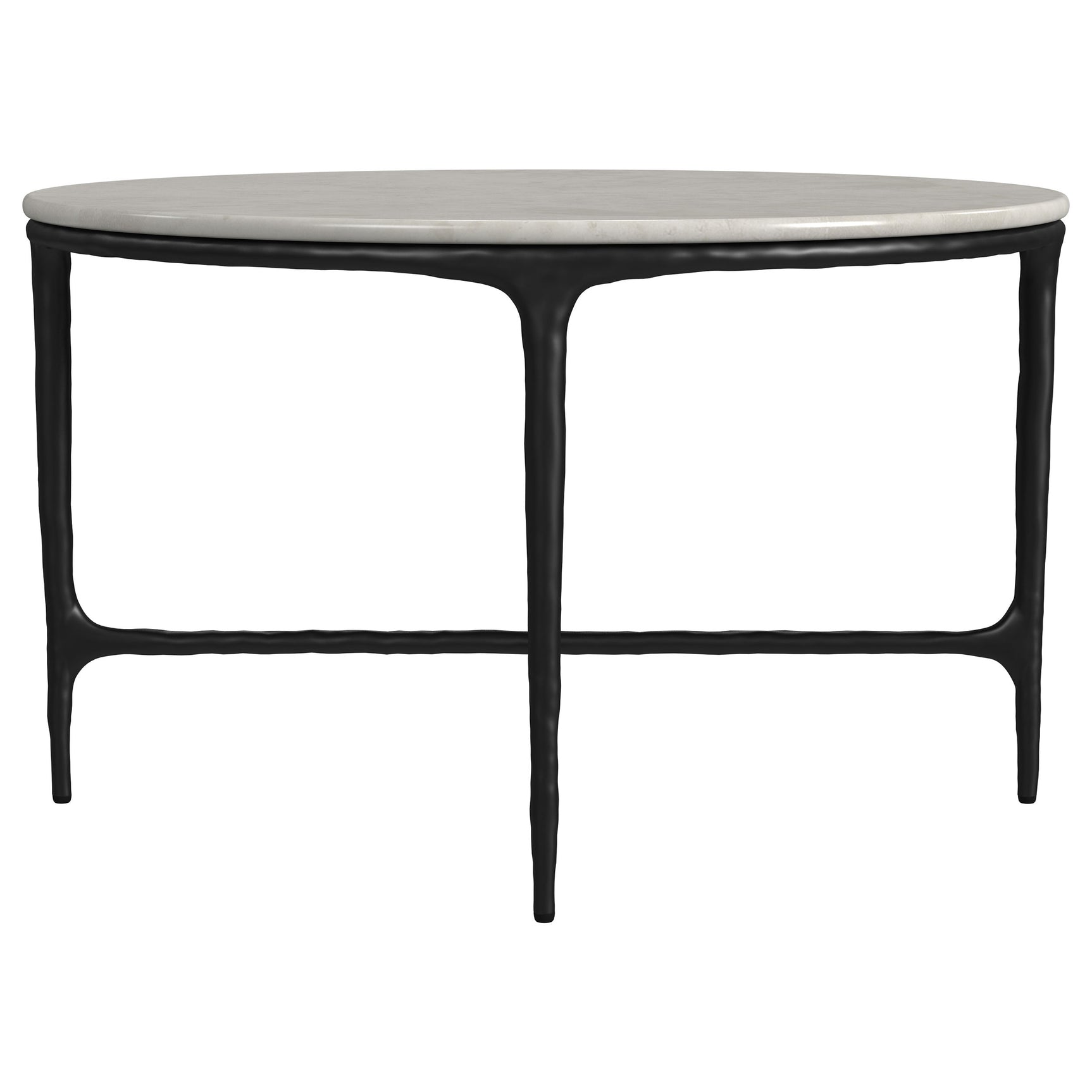 Hermas Round Genuine Marble Top Metal Coffee Table White - Tampa Furniture Outlet