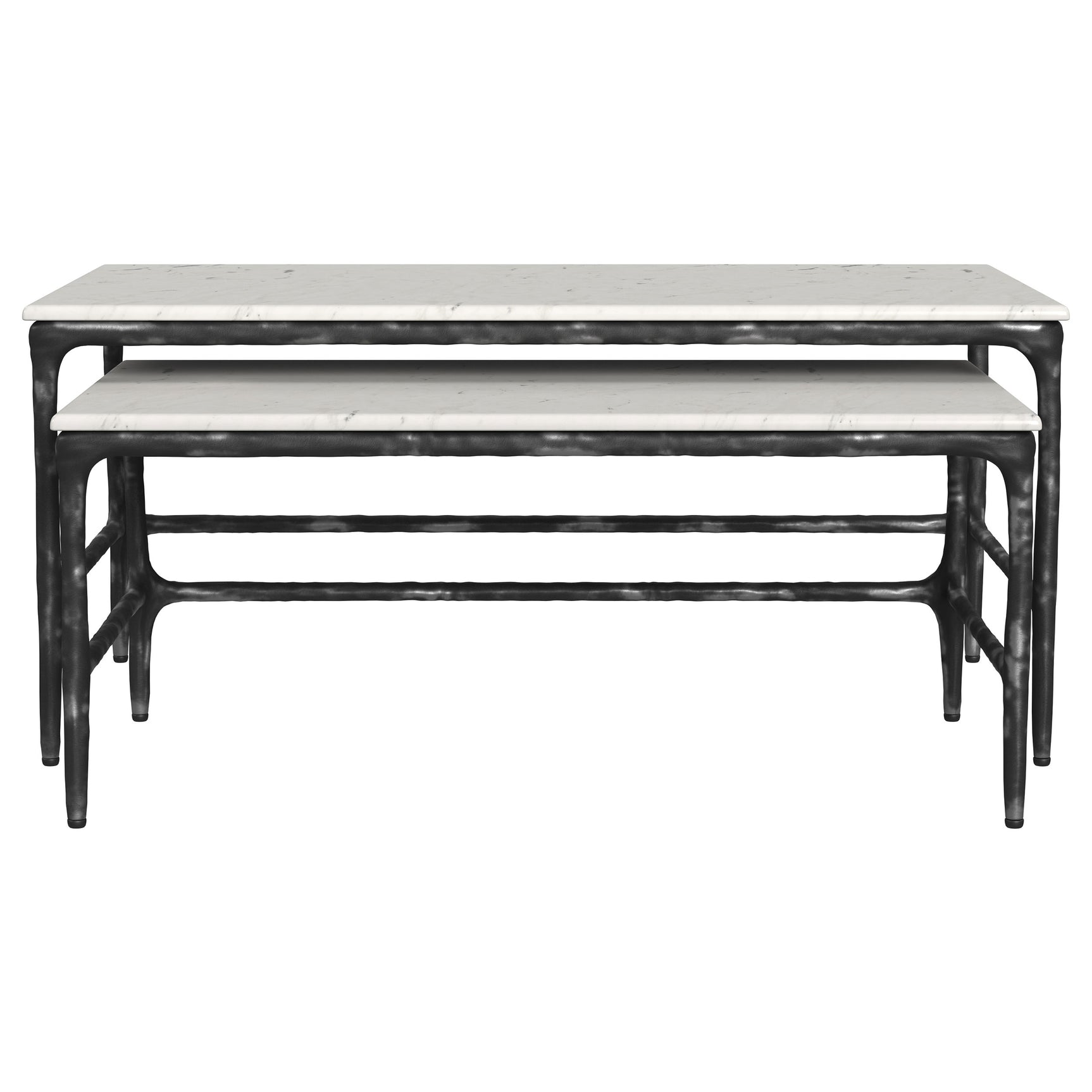 Ebby 2-piece Genuine Marble Top Nesting Coffee Tables White - Tampa Furniture Outlet