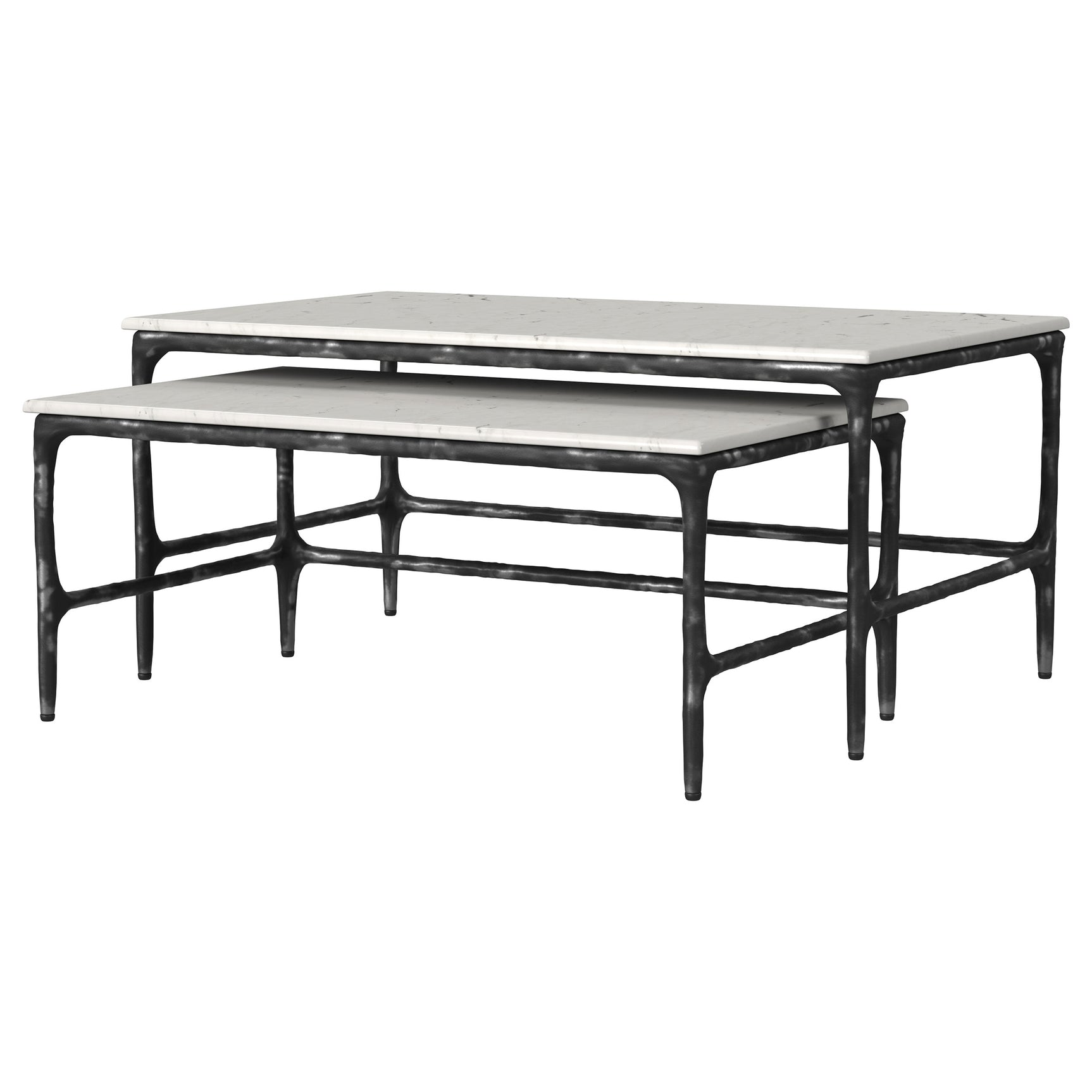 Ebby 2-piece Genuine Marble Top Nesting Coffee Tables White - Tampa Furniture Outlet