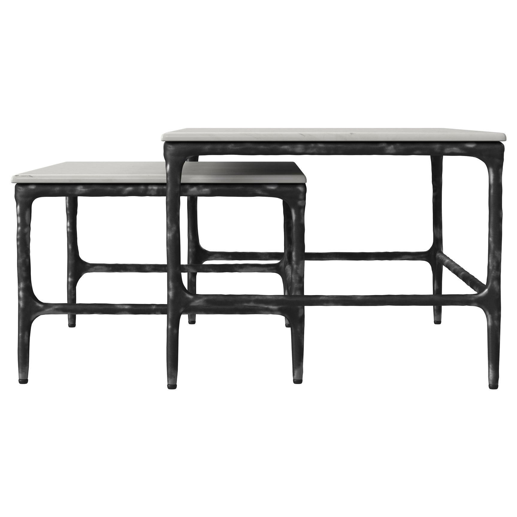 Ebby 2-piece Genuine Marble Top Nesting Coffee Tables White - Tampa Furniture Outlet
