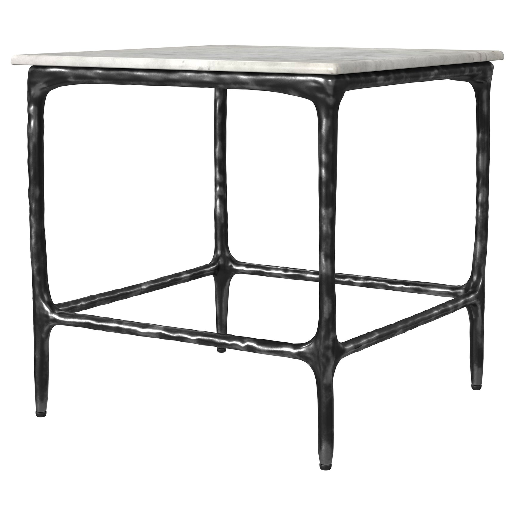 Ebby Square Genuine Marble Top Metal End Table White - Tampa Furniture Outlet
