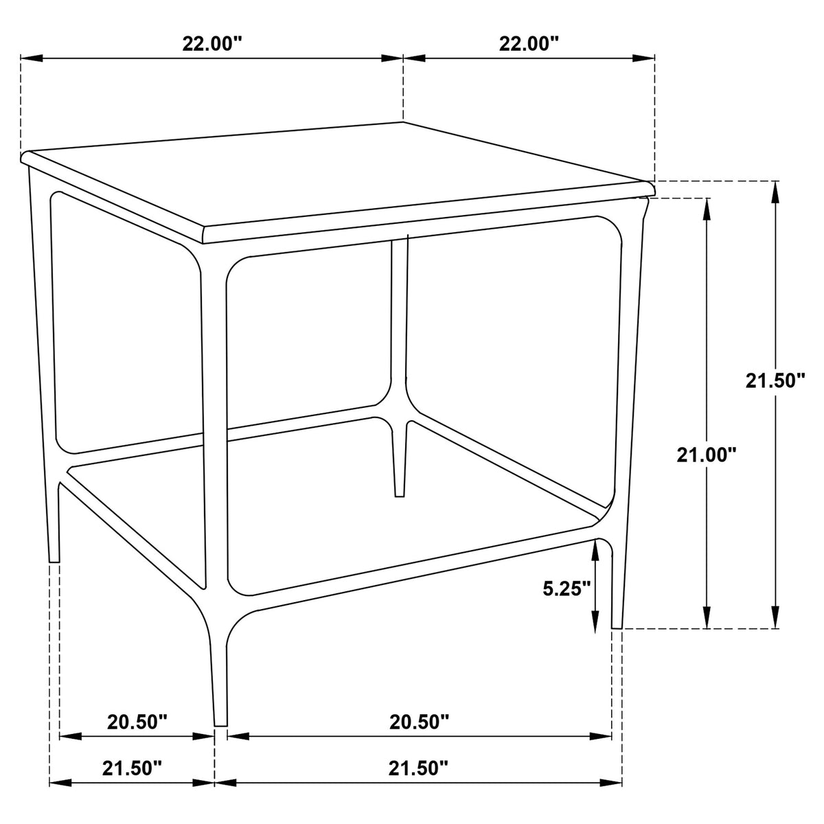 Ebby Square Genuine Marble Top Metal End Table White