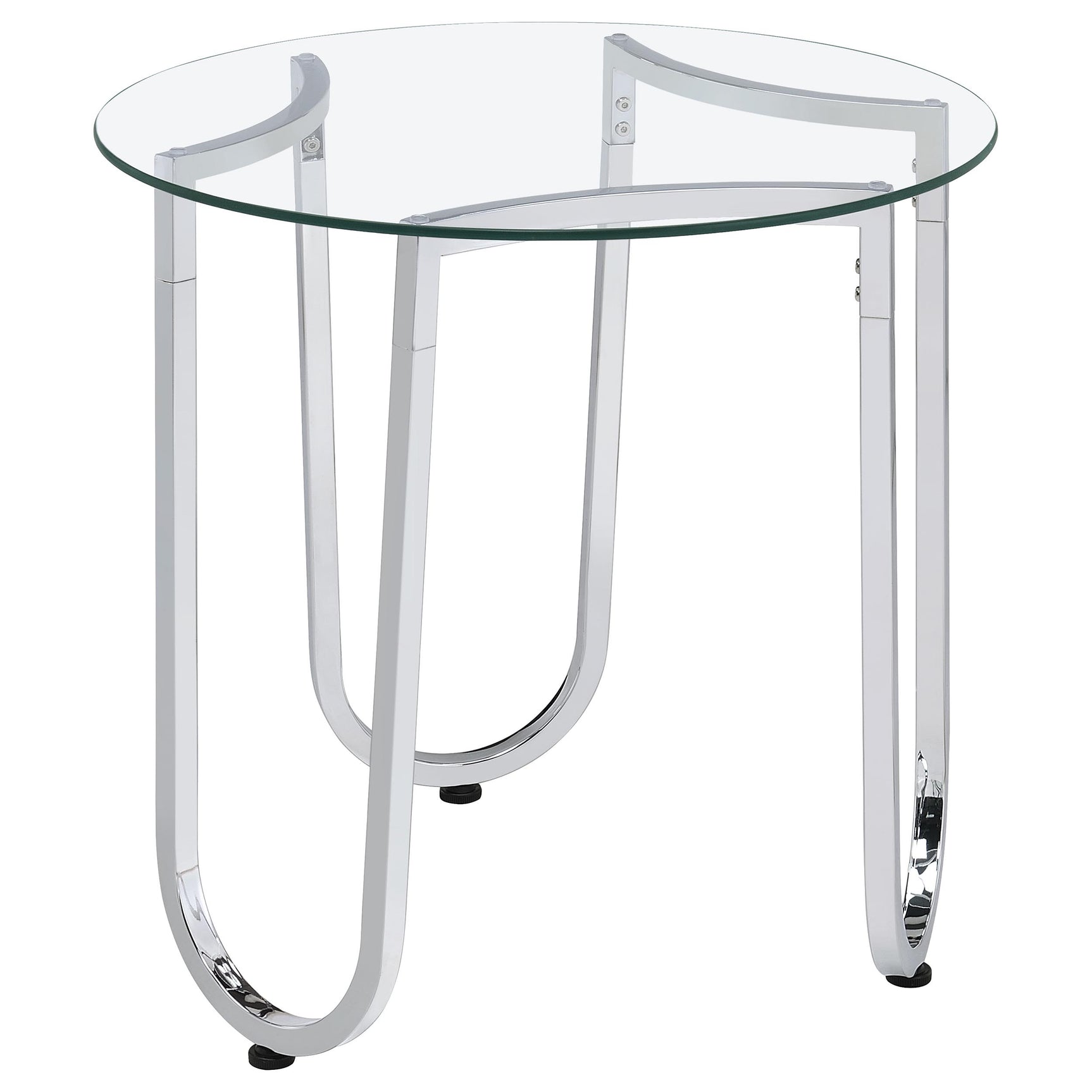 Tampa Furniture Outlet - Coaster - Beller Round Tempered Glass Top End Side Table Chrome - 710907
