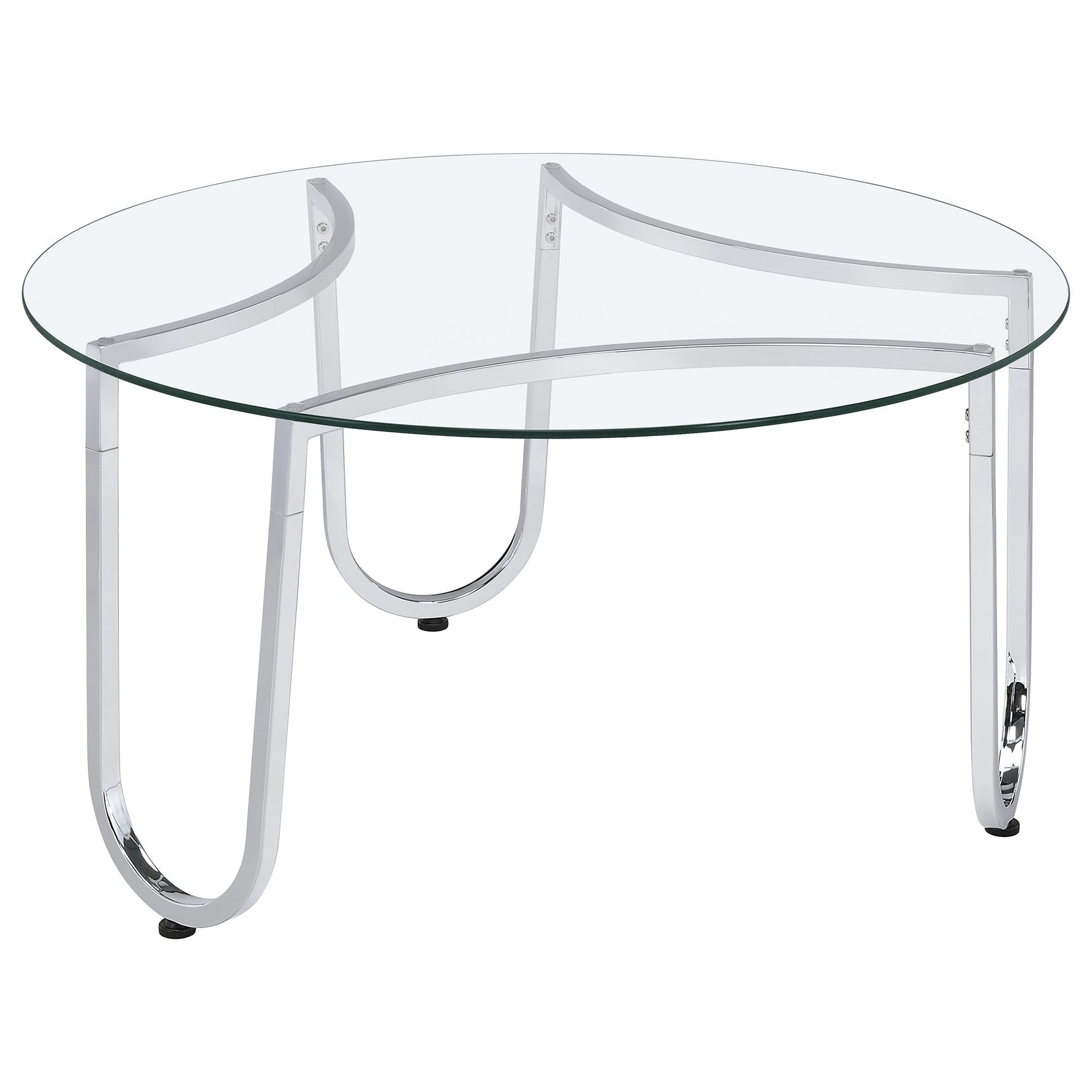 Tampa Furniture Outlet - Coaster - Beller Round Tempered Glass Top Cocktail Coffee Table Chrome - 710908