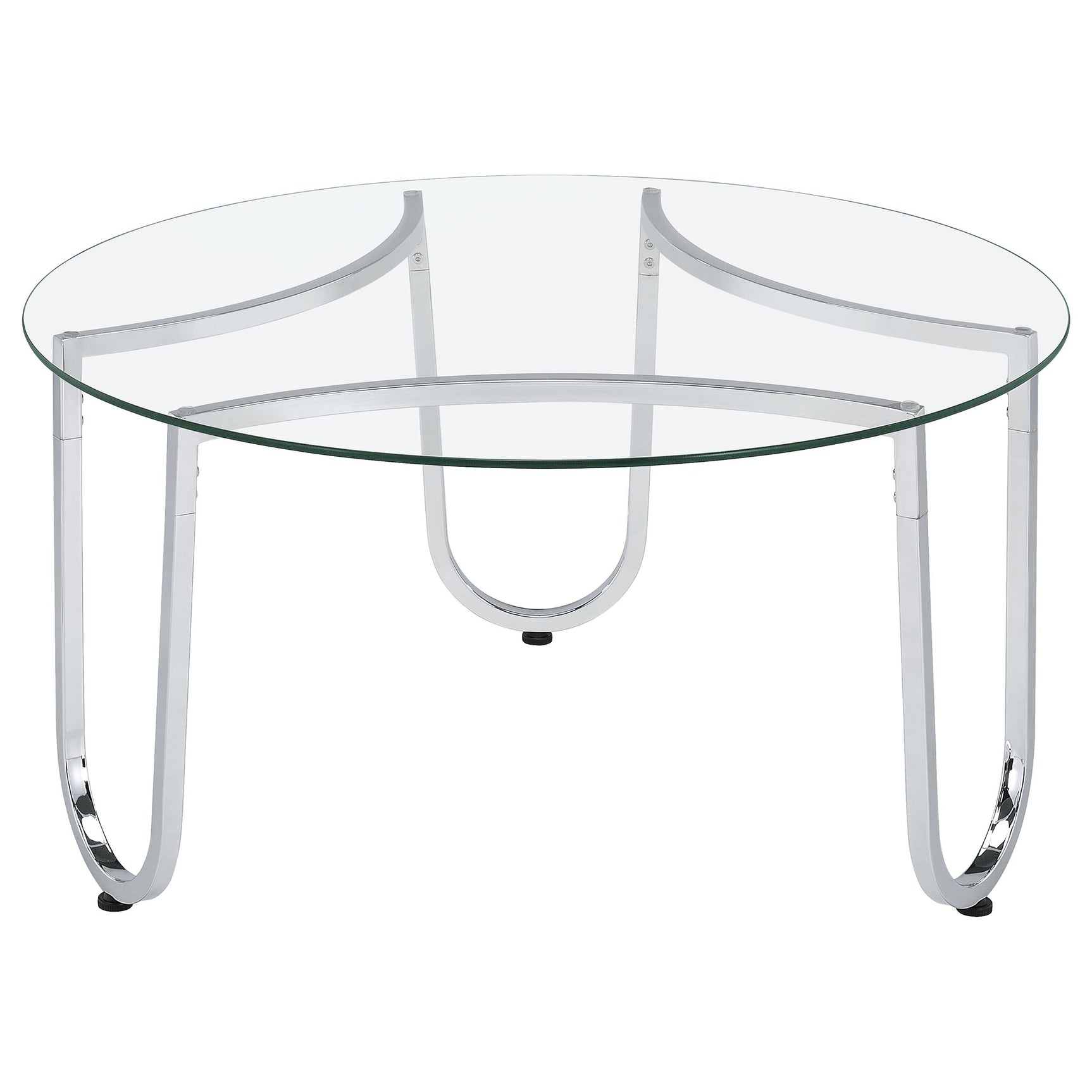 Beller Round Tempered Glass Top Cocktail Coffee Table Chrome