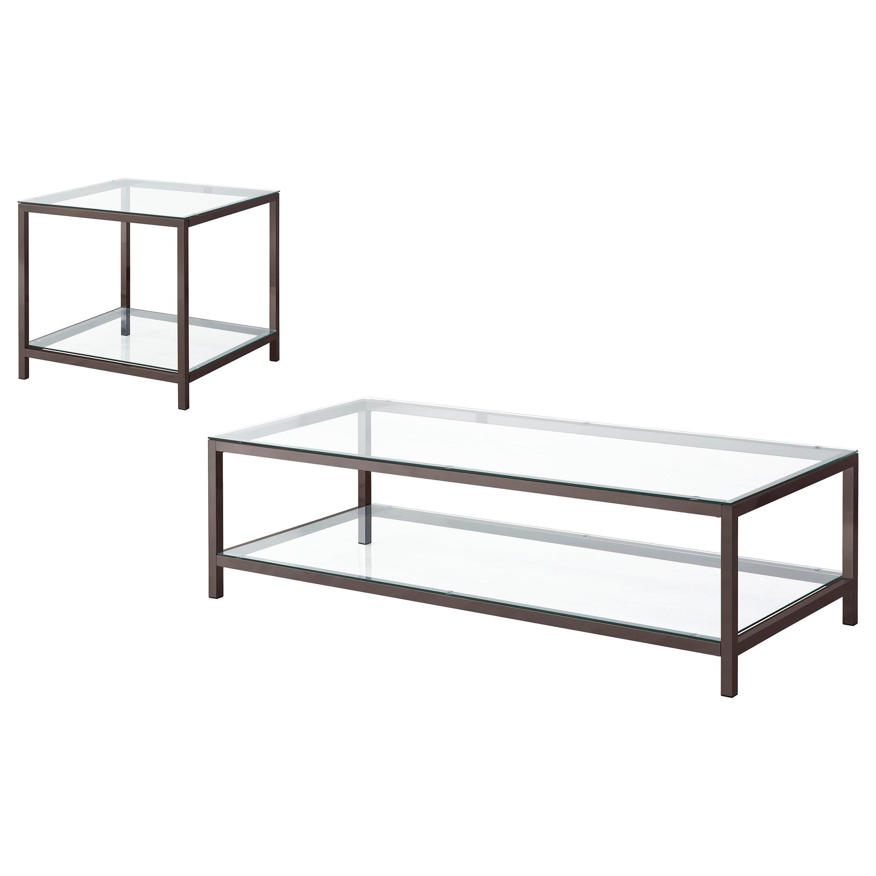 Trini 2-piece Coffee and End Table Set Black Nickel - Tampa Furniture Outlet